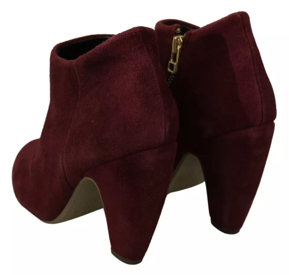 Steve Madden Maroon Blush Velvet Suede Penelope Ankle Boots Shoes | Regal Royce