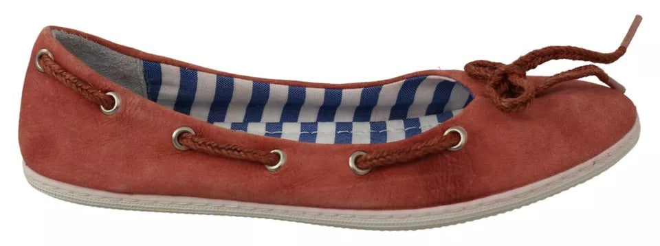 Pantofola D'Oro Coral Suede Lace Bow Loafers Ballet Flat Shoes | Regal Royce
