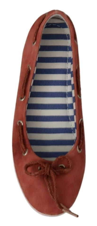 Pantofola D'Oro Coral Suede Lace Bow Loafers Ballet Flat Shoes | Regal Royce