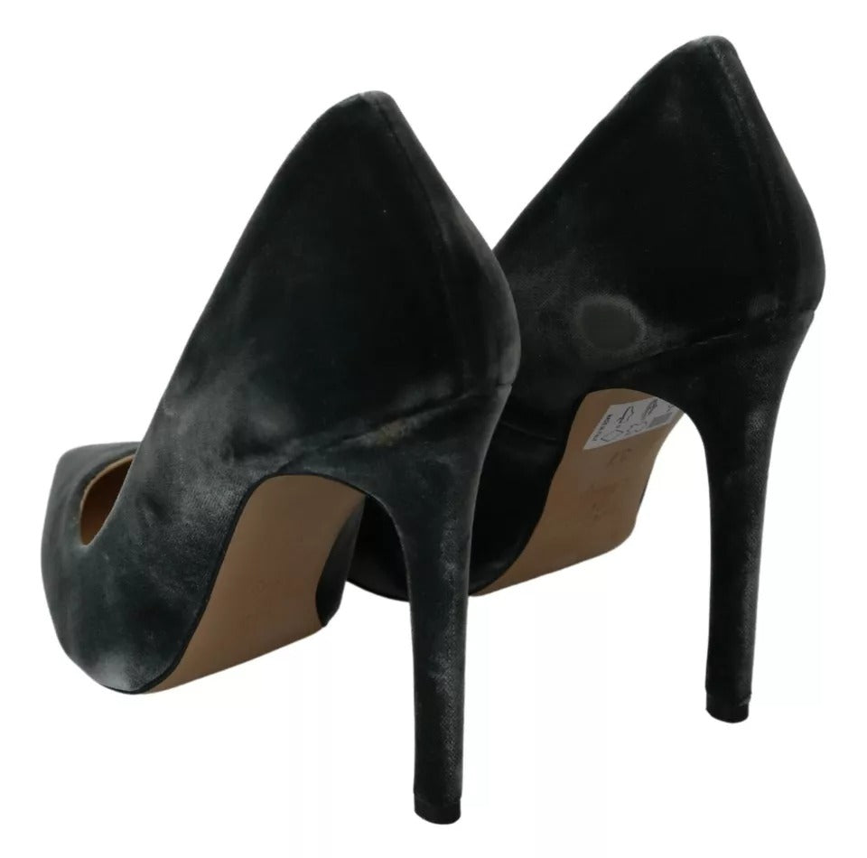 Ovyé Gray Velvet Dress Stiletto Pumps Shoes | Regal Royce