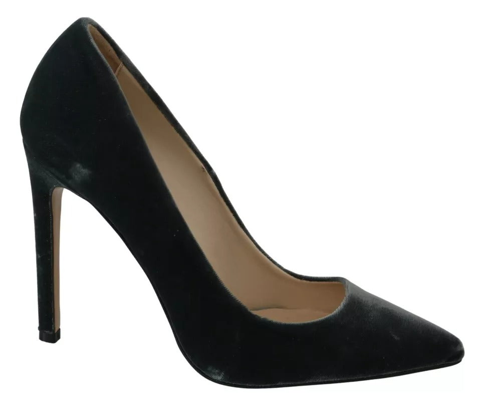 Ovyé Gray Velvet Dress Stiletto Pumps Shoes | Regal Royce