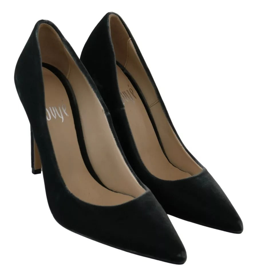 Ovyé Gray Velvet Dress Stiletto Pumps Shoes | Regal Royce