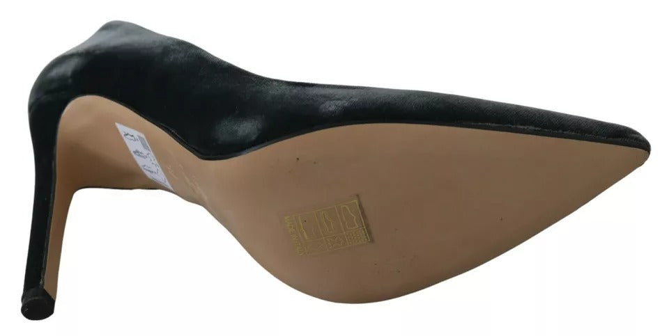 Ovyé Gray Velvet Dress Stiletto Pumps Shoes | Regal Royce