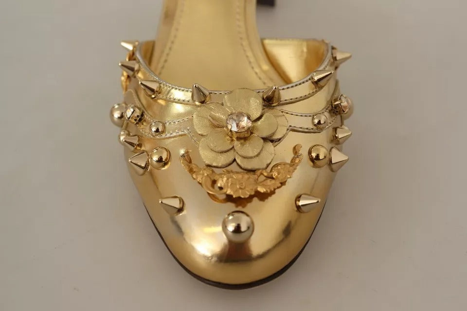 Dolce & Gabbana Gold Studs Vally Slingback Sandals Shoes | Regal Royce