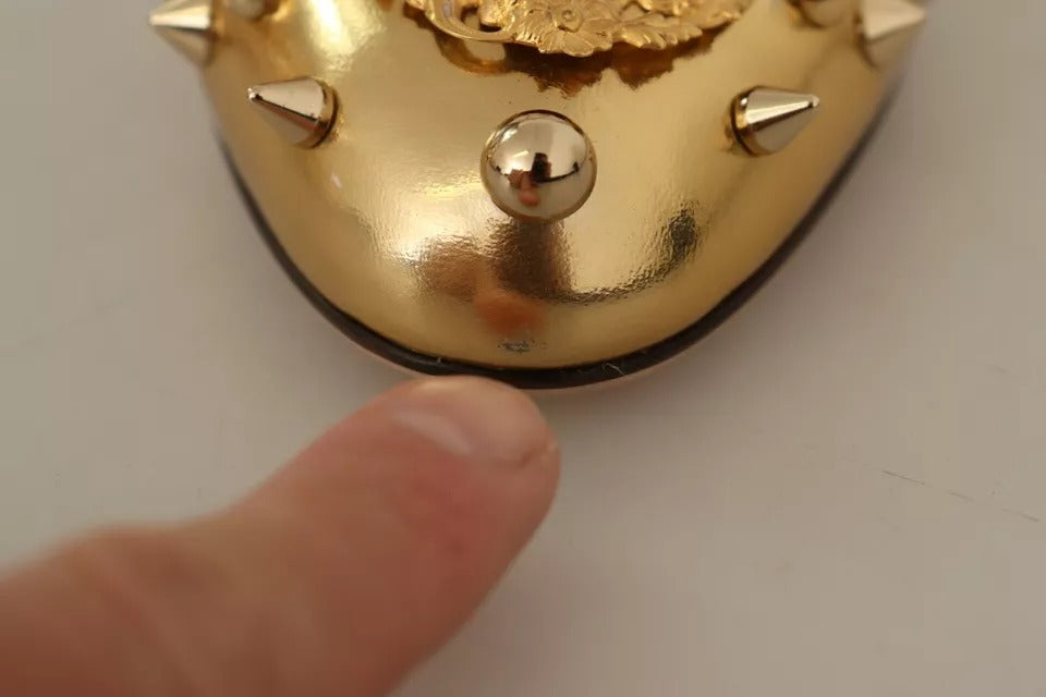 Dolce & Gabbana Gold Studs Vally Slingback Sandals Shoes | Regal Royce