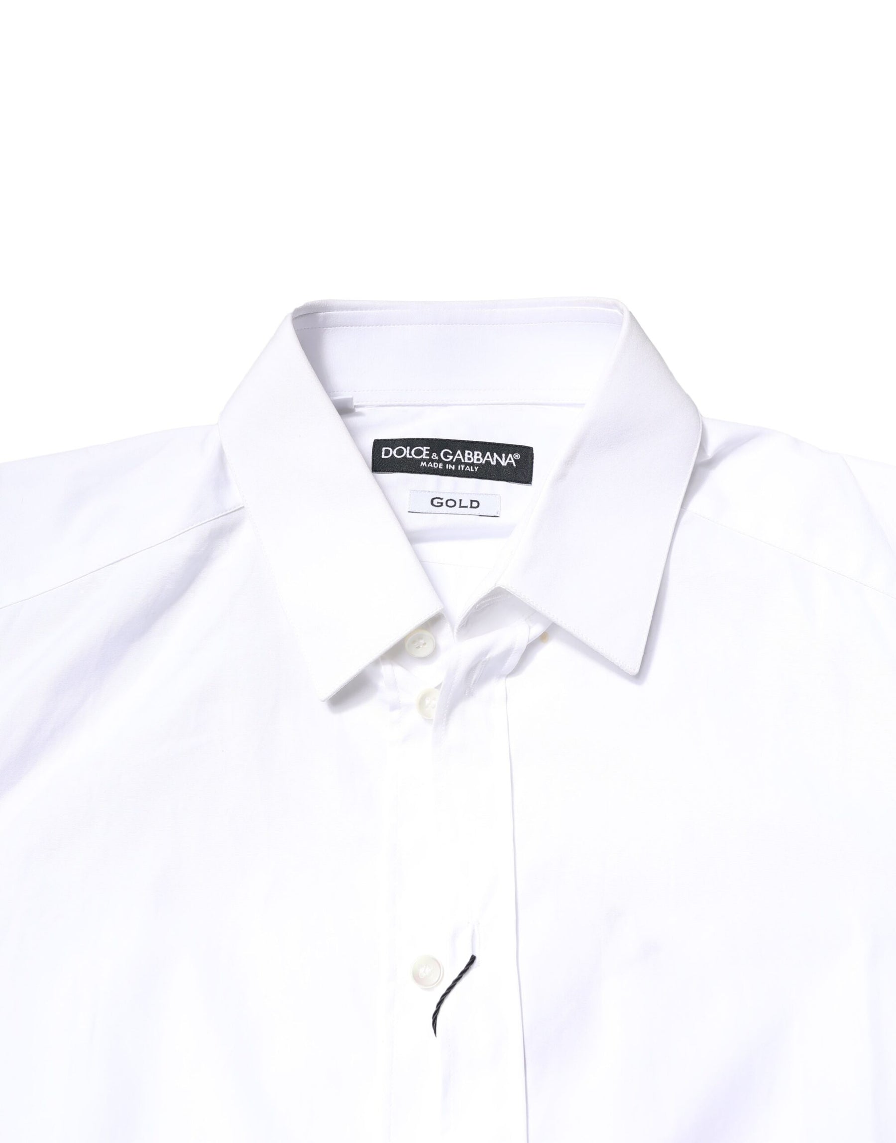 Dolce & Gabbana White GOLD Cotton Long Sleeves Men Dress Shirt | Regal Royce