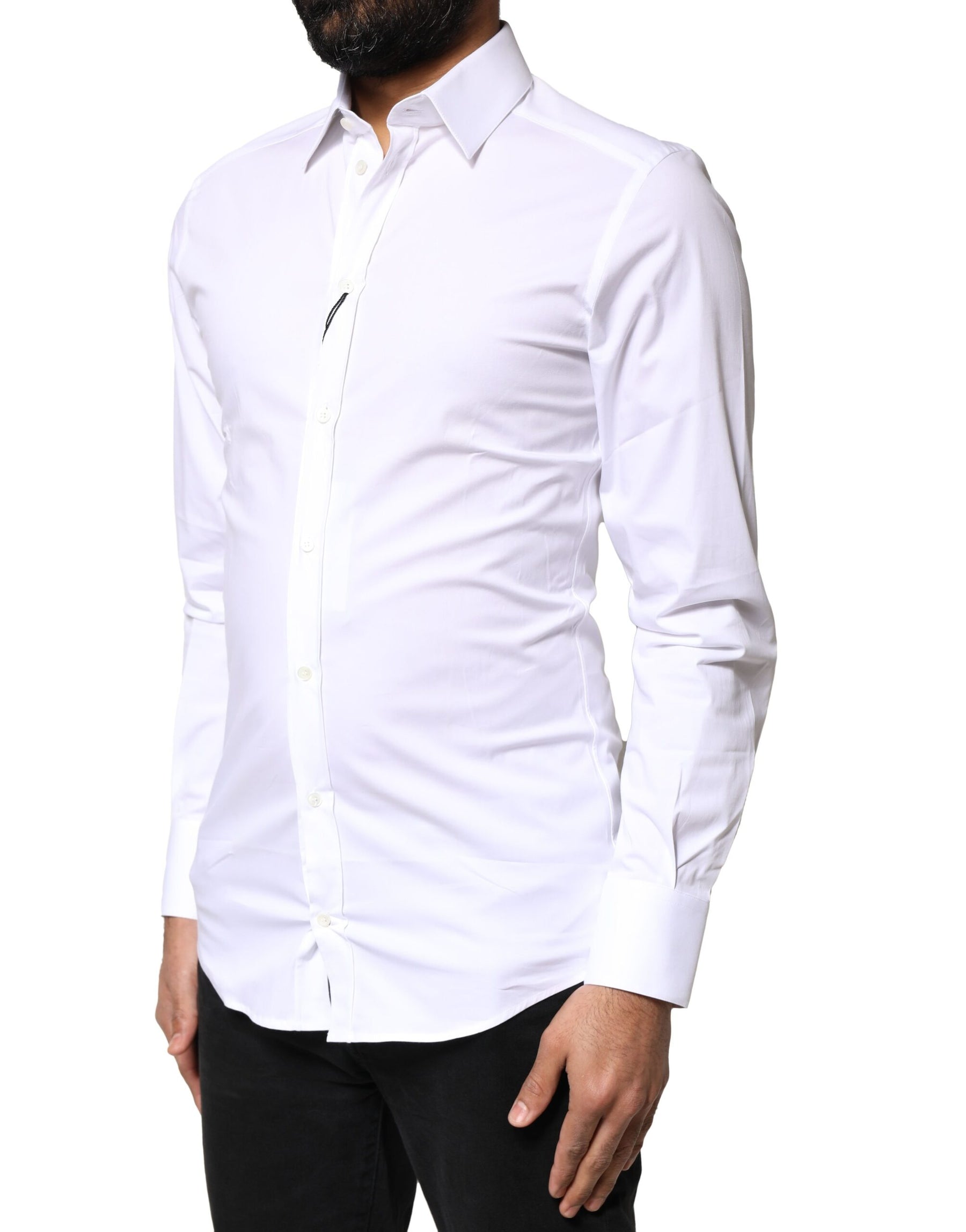 Dolce & Gabbana White GOLD Cotton Long Sleeves Dress Shirt | Regal Royce
