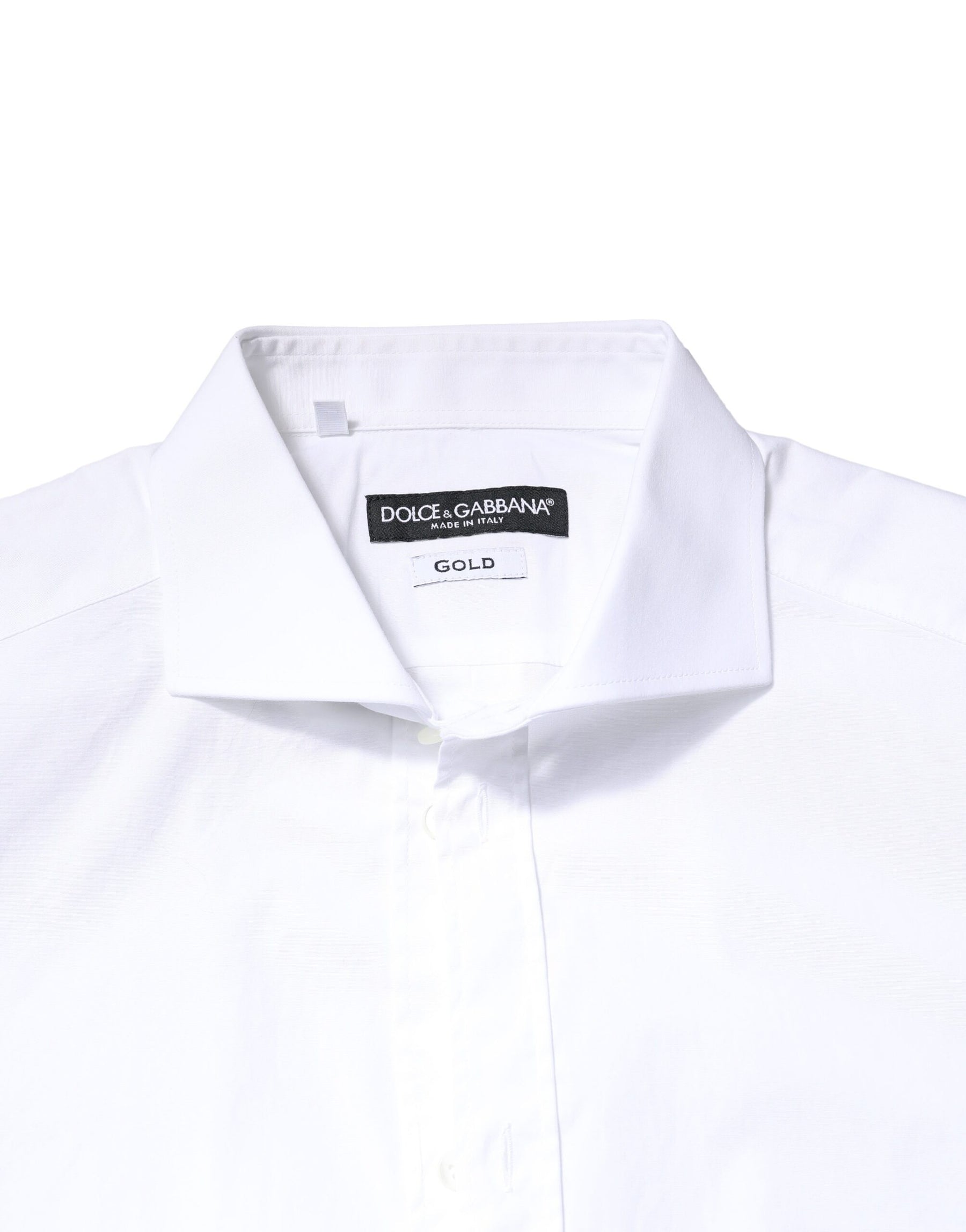 Dolce & Gabbana White GOLD Cotton Long Sleeves Dress Shirt | Regal Royce
