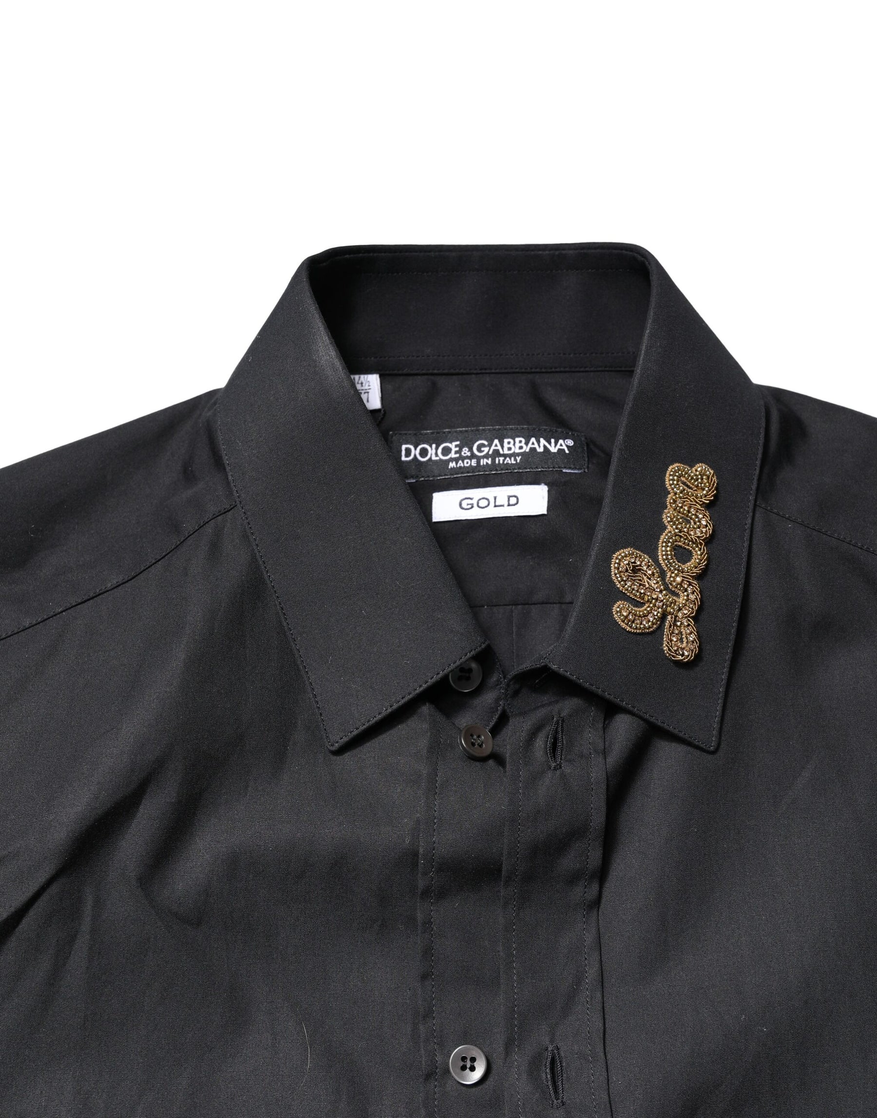 Dolce & Gabbana Black Love Embroidery GOLD Formal Dress Shirt | Regal Royce