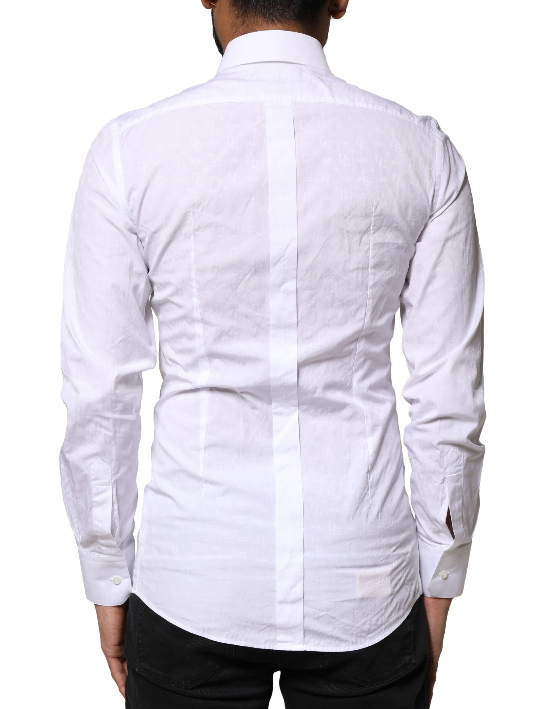 Dolce & Gabbana White GOLD Cotton Long Sleeves Dress Shirt | Regal Royce