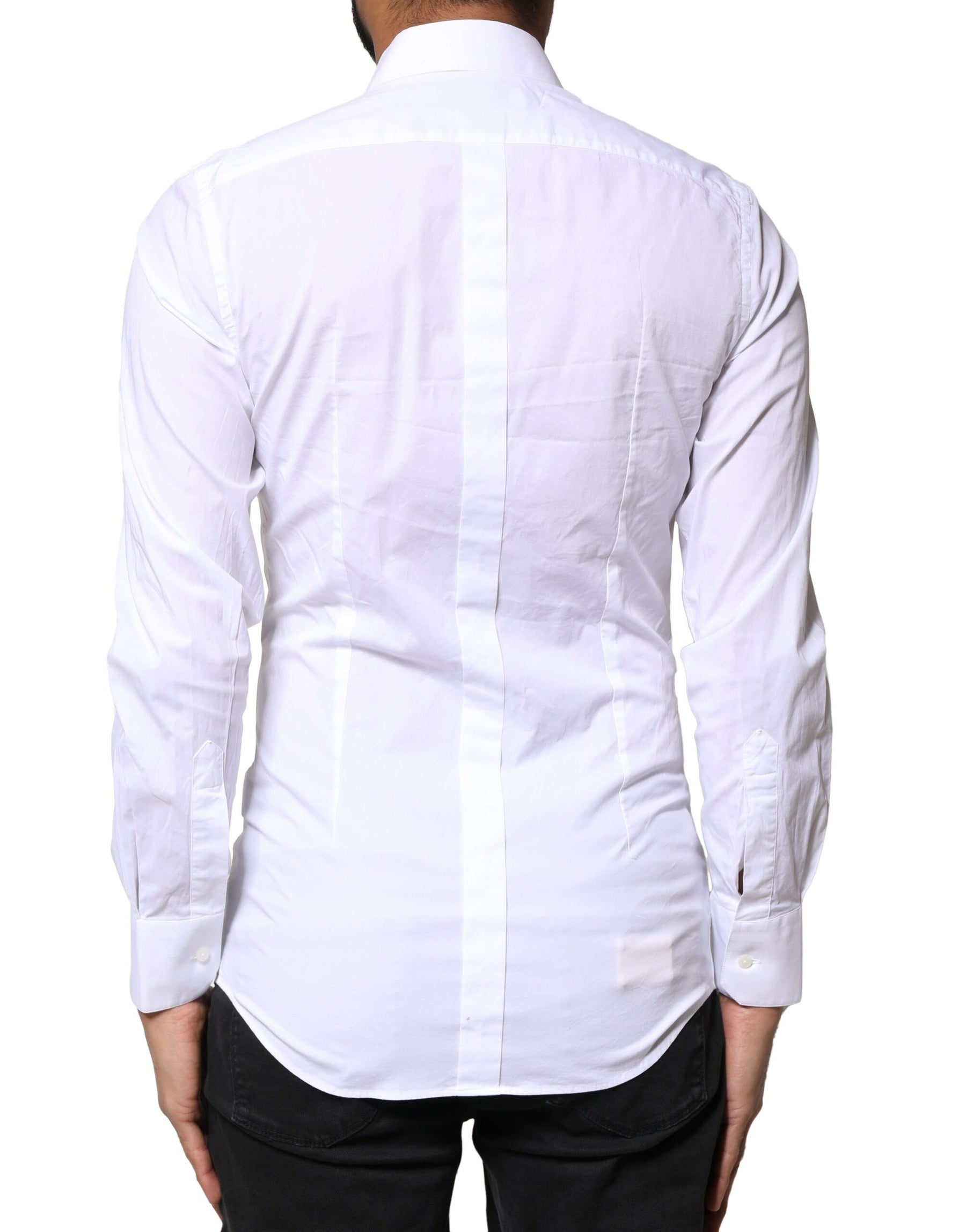 Dolce & Gabbana White GOLD Cotton Long Sleeves Dress Shirt | Regal Royce