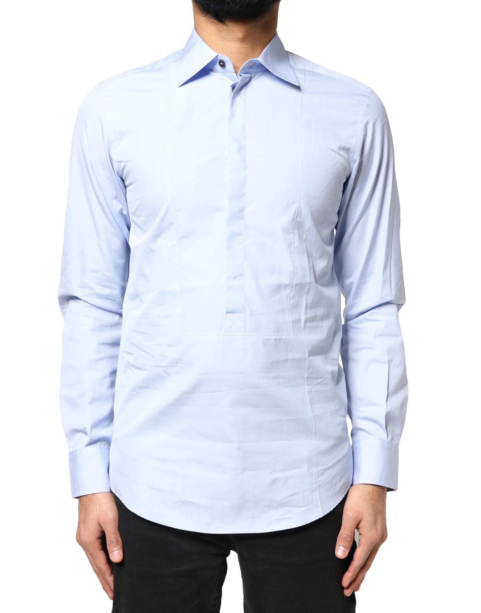 Dolce & Gabbana Light Blue Cotton Long Sleeves Dress Shirt