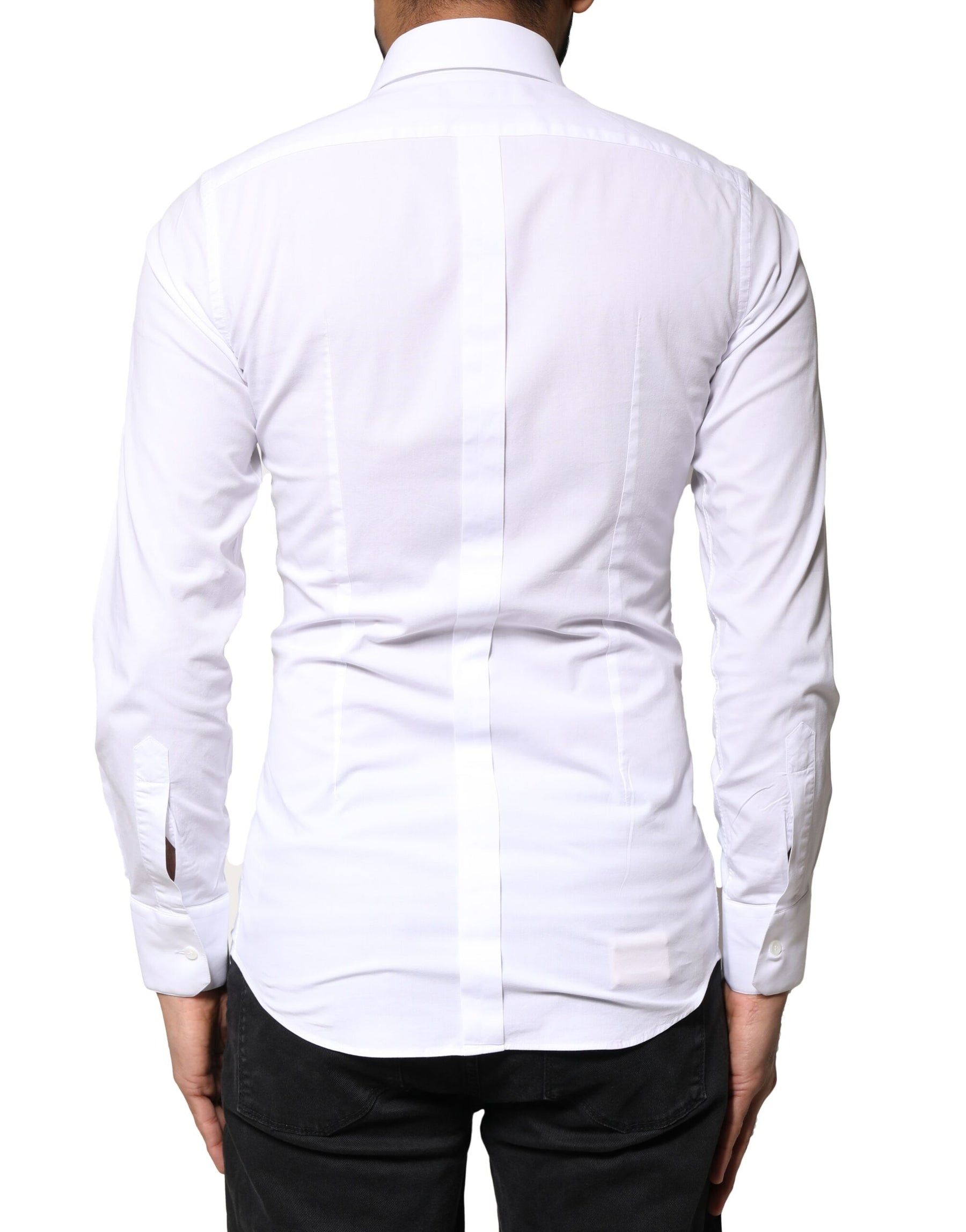 Dolce & Gabbana White GOLD Cotton Long Sleeves Dress Shirt | Regal Royce