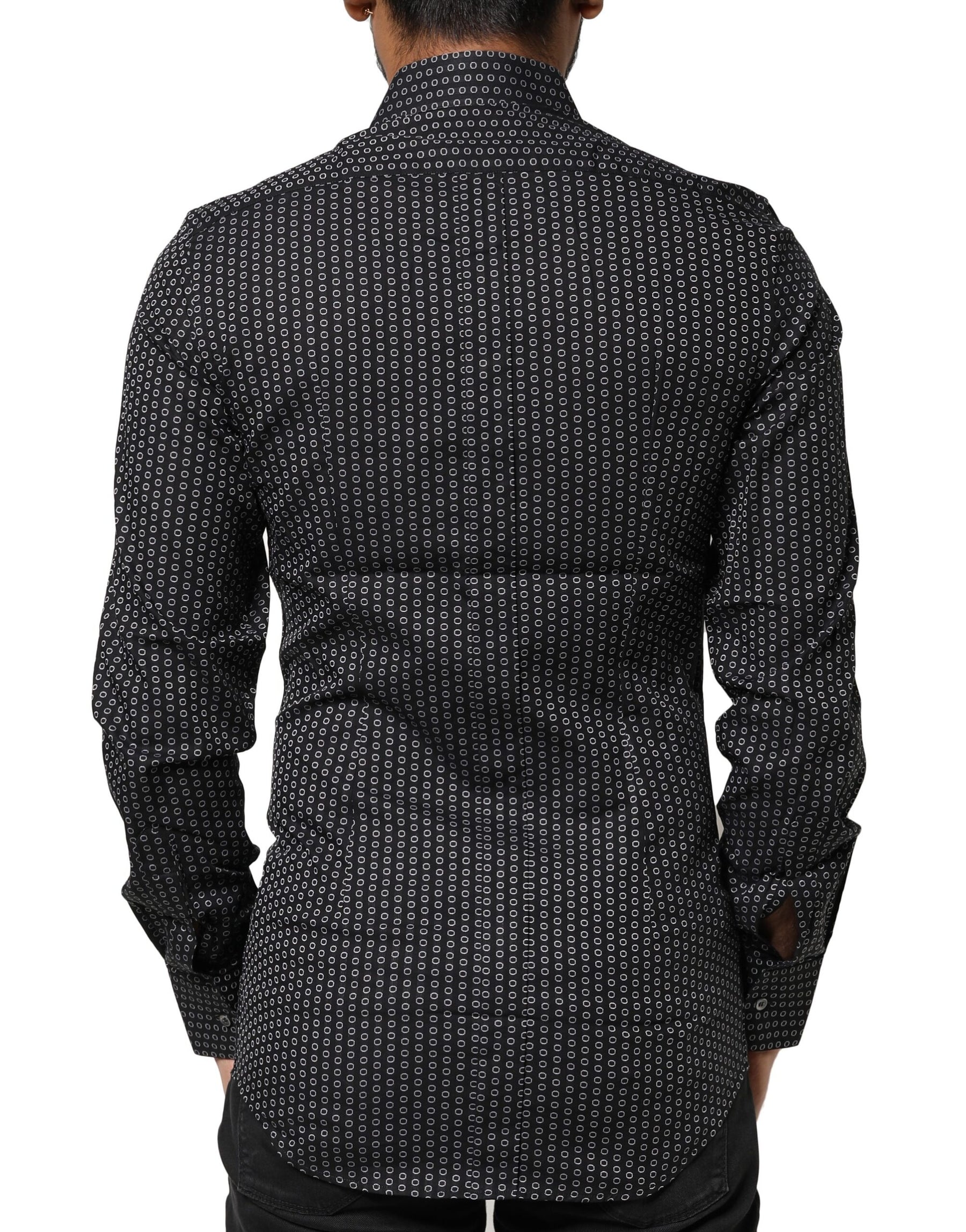 Dolce & Gabbana Black GOLD Patterned Cotton Men Dress Shirt | Regal Royce