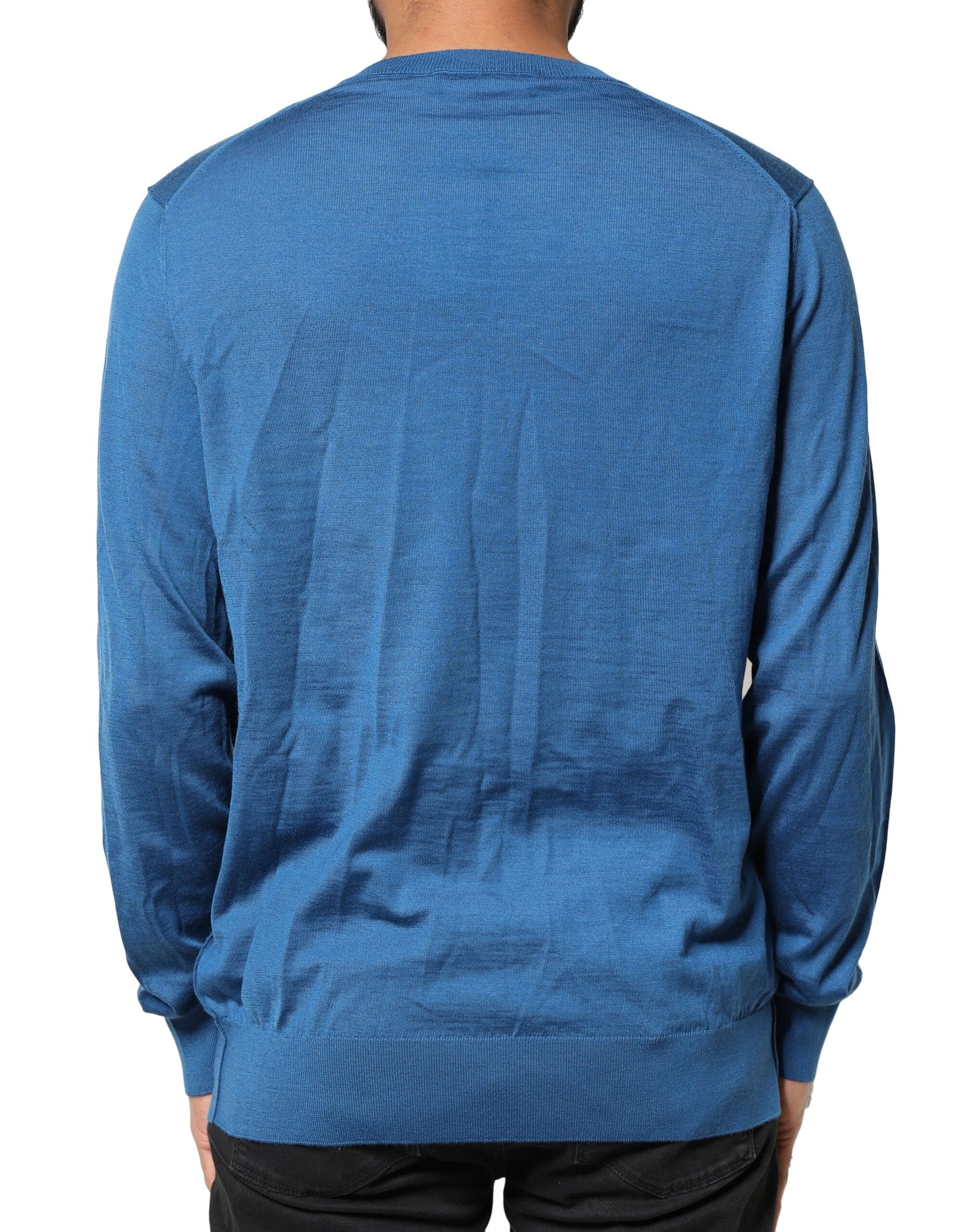 Dolce & Gabbana Blue Cashmere Crown V-neck Pullover Sweater | Regal Royce