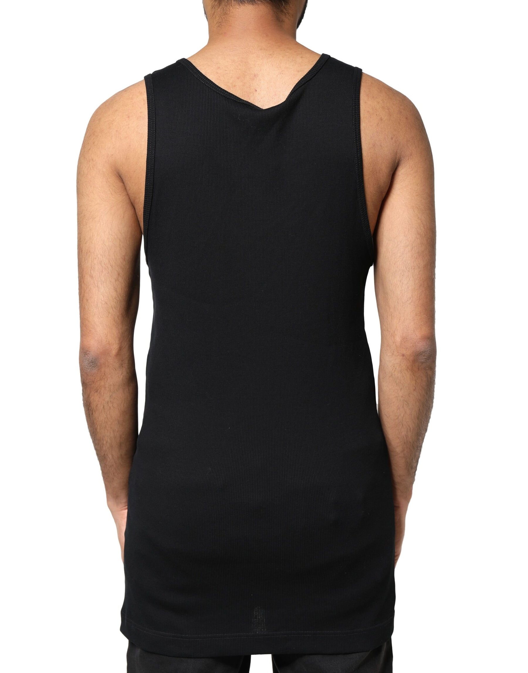 Dolce & Gabbana Black Cotton Rip Style Sleeveless Men Tank T-shirt | Regal Royce
