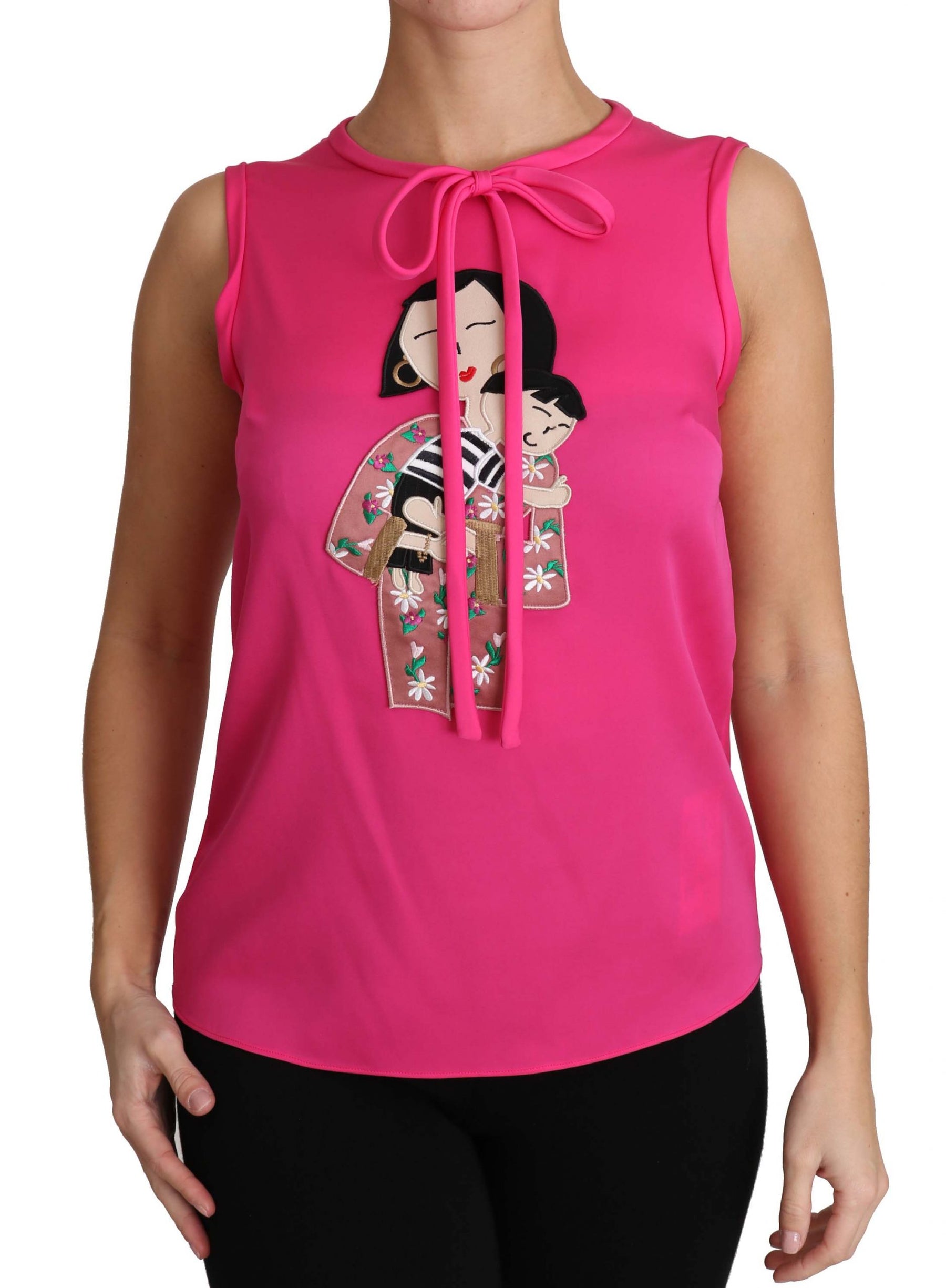 Dolce & Gabbana Pink Family Silk Tank  Mama Blouse Top Shirt | Regal Royce