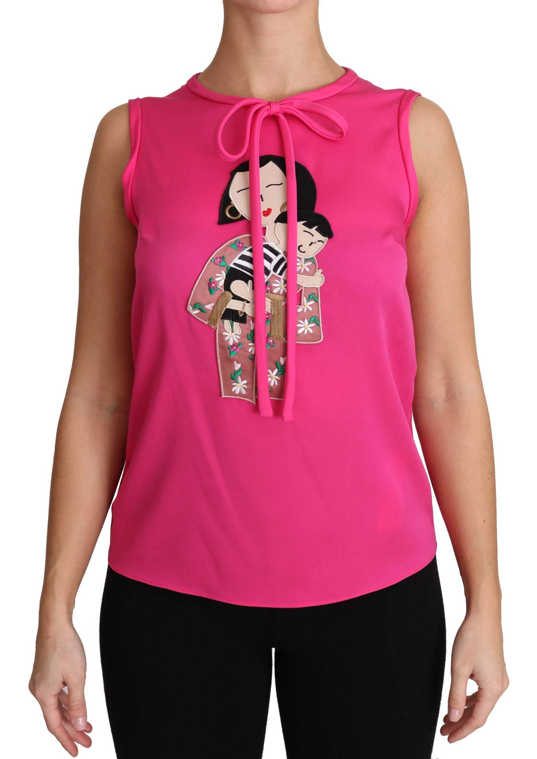 Dolce & Gabbana Pink Family Silk Tank  Mama Blouse Top Shirt | Regal Royce
