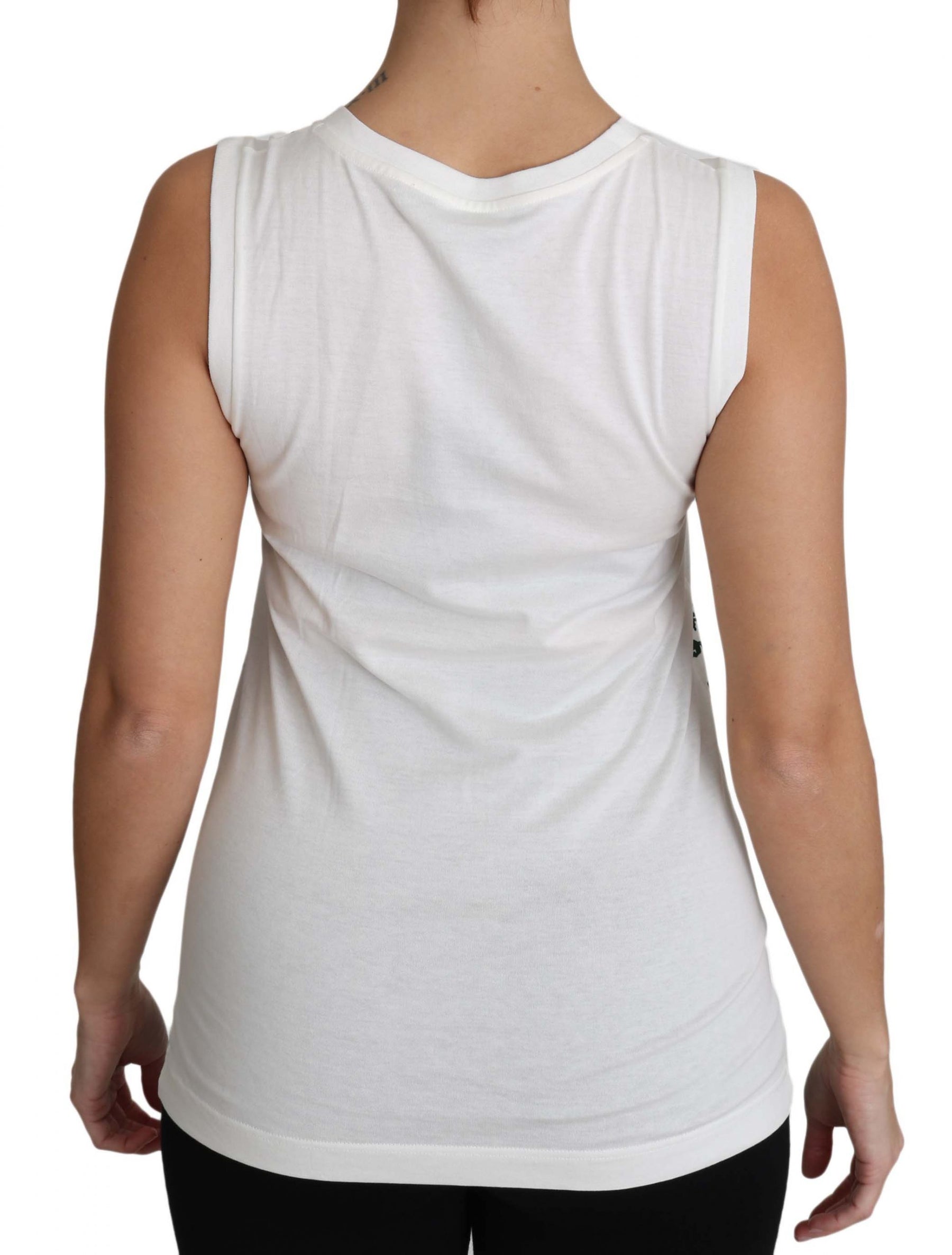 Dolce & Gabbana White Cotton #dgfamily Sleeveless Shirt Tank Top | Regal Royce