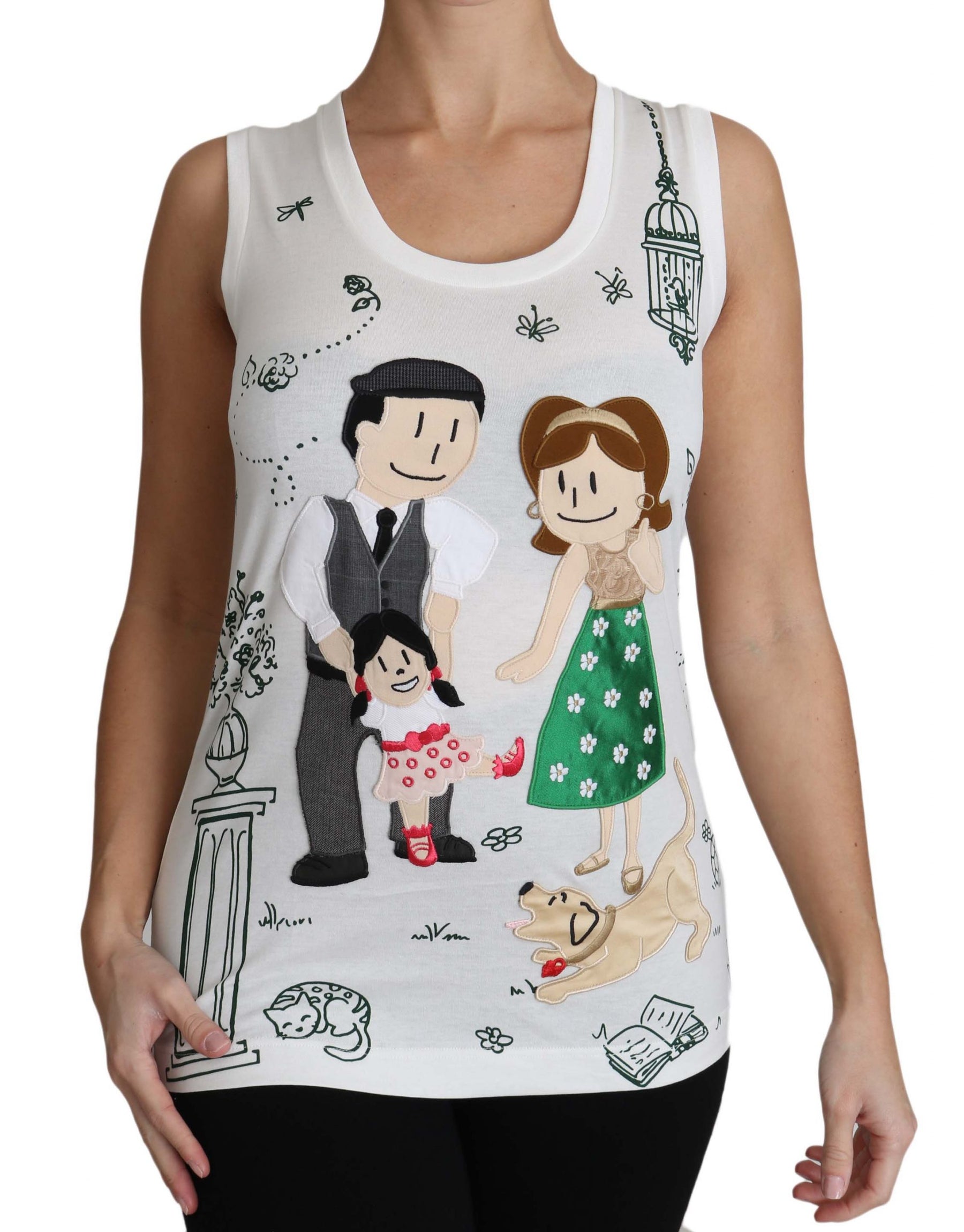 Dolce & Gabbana White Cotton #dgfamily Sleeveless Shirt Tank Top | Regal Royce