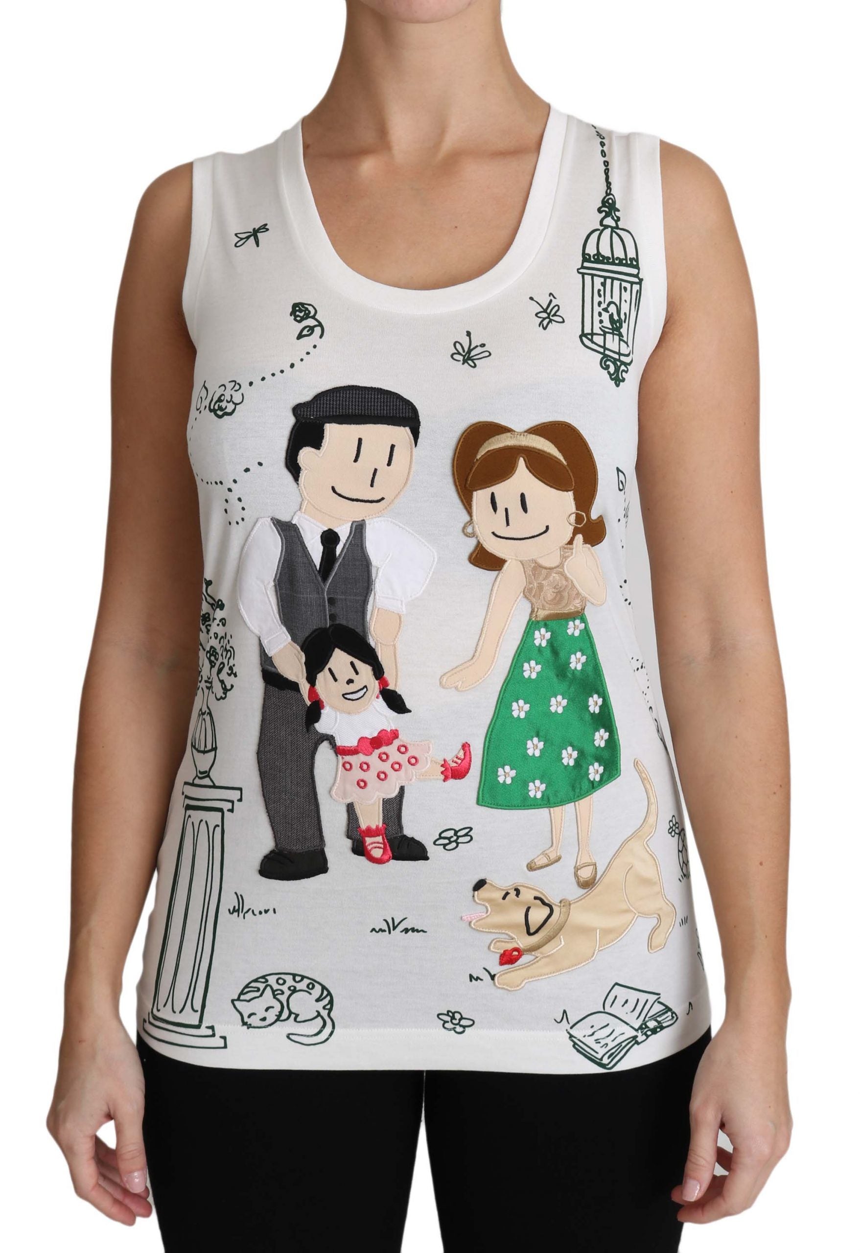Dolce & Gabbana White Cotton #dgfamily Sleeveless Shirt Tank Top | Regal Royce