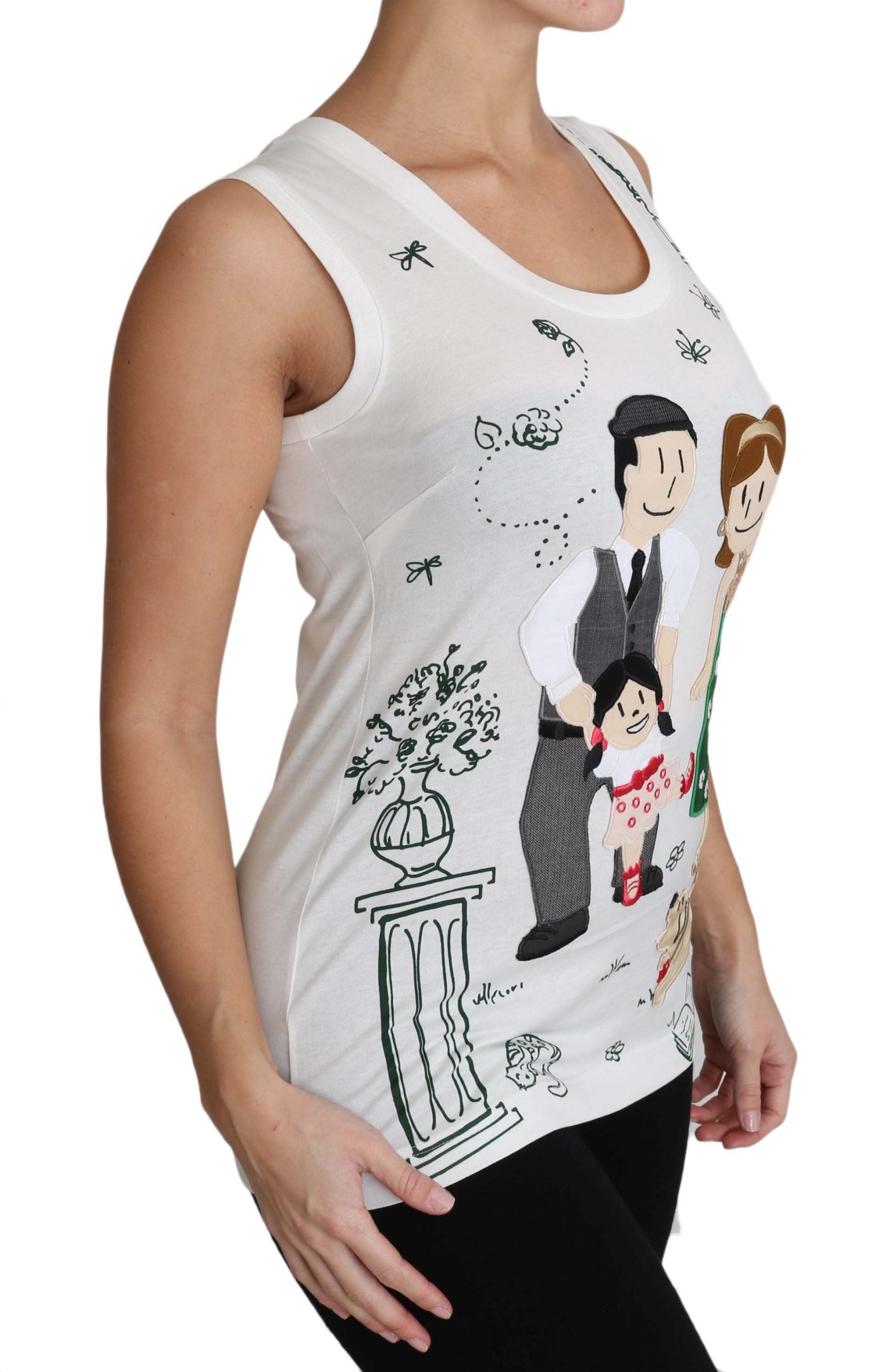 Dolce & Gabbana White Cotton #dgfamily Sleeveless Shirt Tank Top | Regal Royce