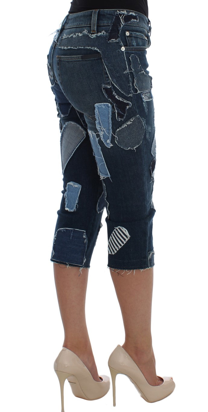 Dolce & Gabbana Stretch Blue Patchwork Jeans Shorts | Regal Royce