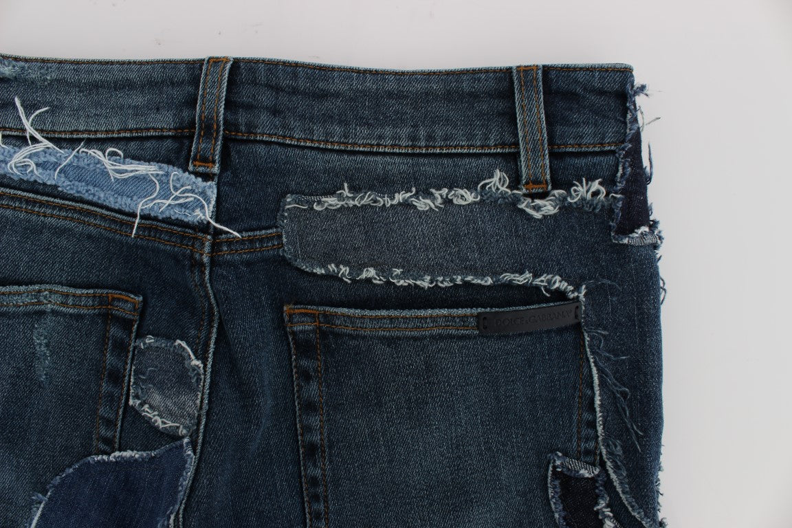 Dolce & Gabbana Stretch Blue Patchwork Jeans Shorts | Regal Royce