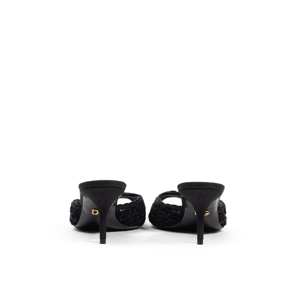 Dolce & Gabbana Black Cotton Mules | Regal Royce