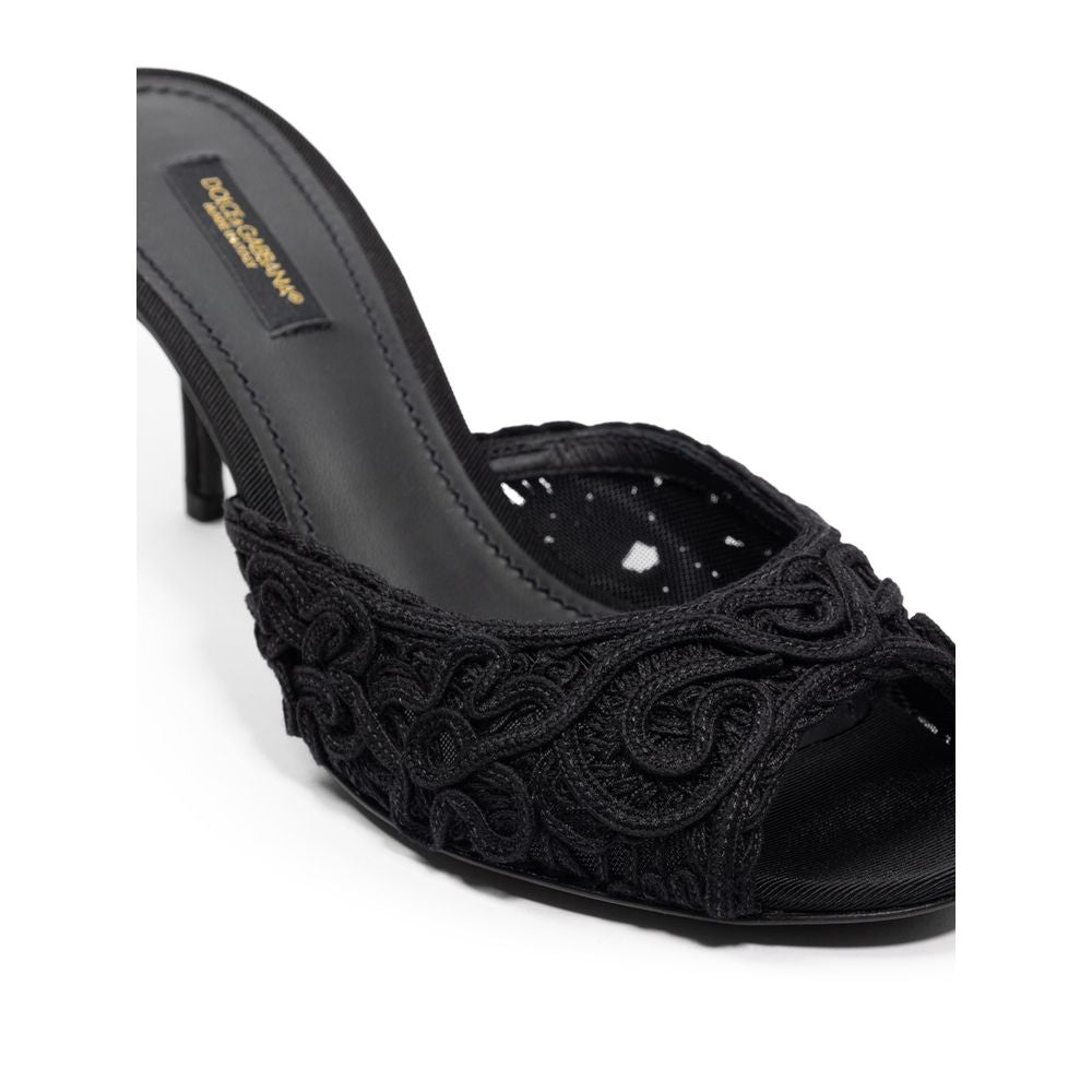 Dolce & Gabbana Black Cotton Mules | Regal Royce