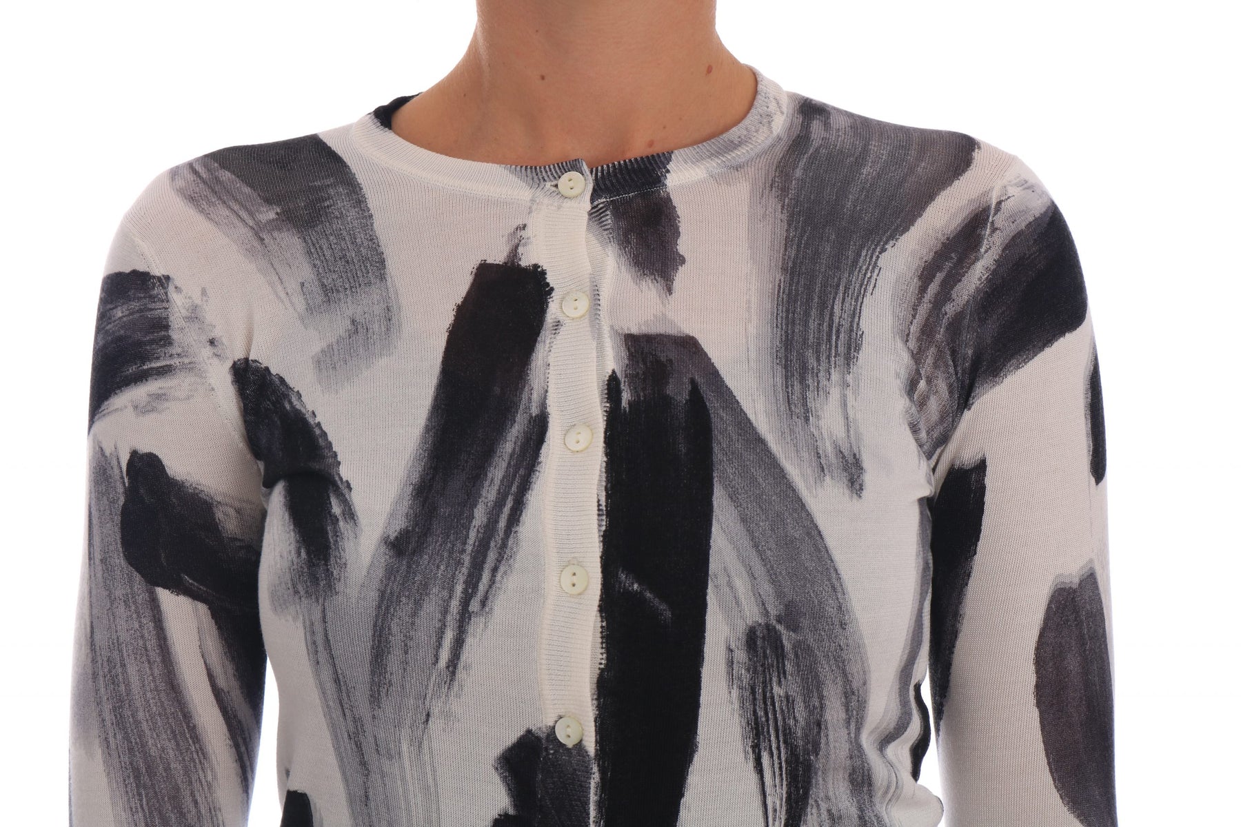 Dolce & Gabbana Cardigan Lightweight Silk Paint Stroke Sweater | Regal Royce