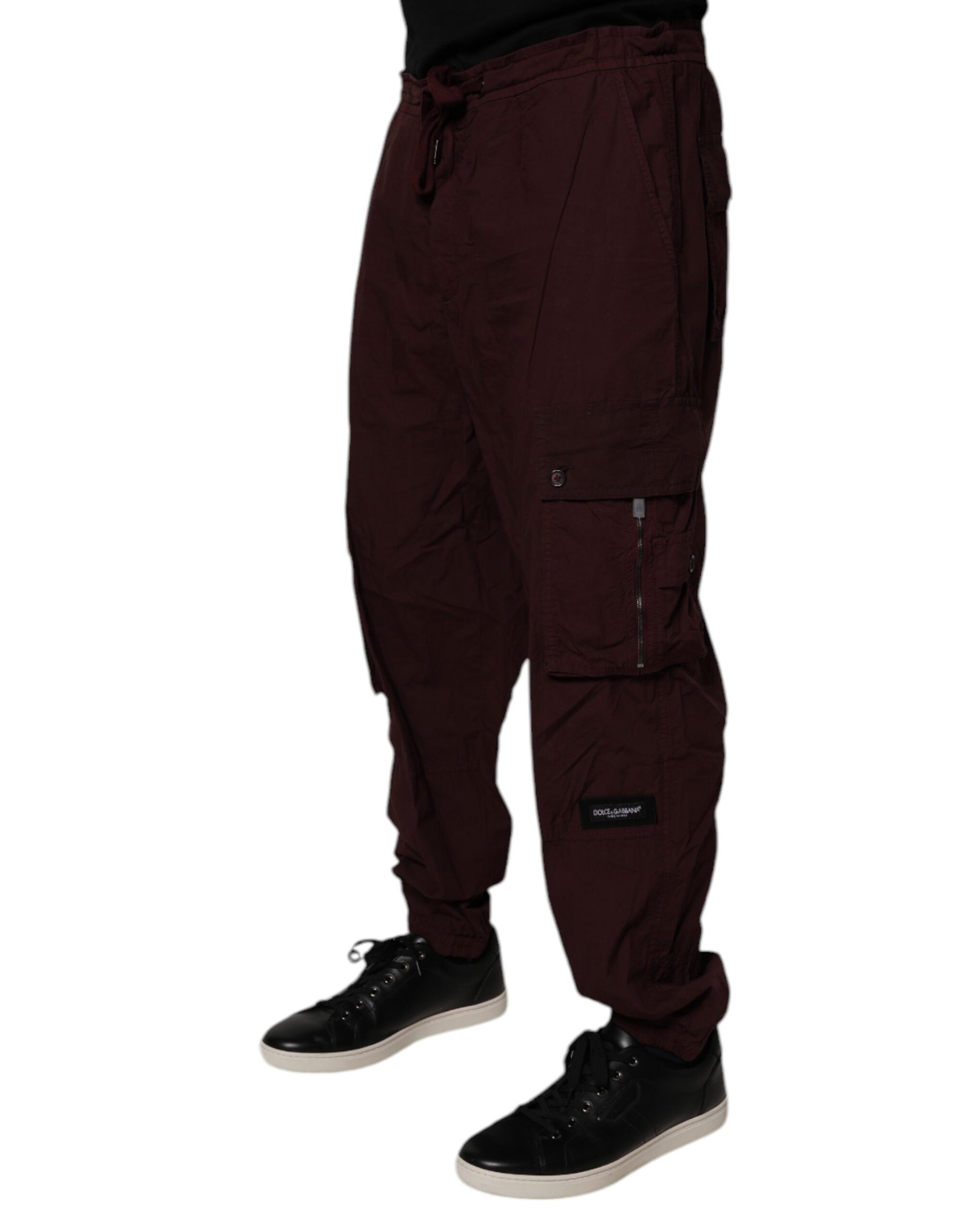 Dolce & Gabbana Maroon Cotton Cargo Jogger Sweatpants Pants | Regal Royce