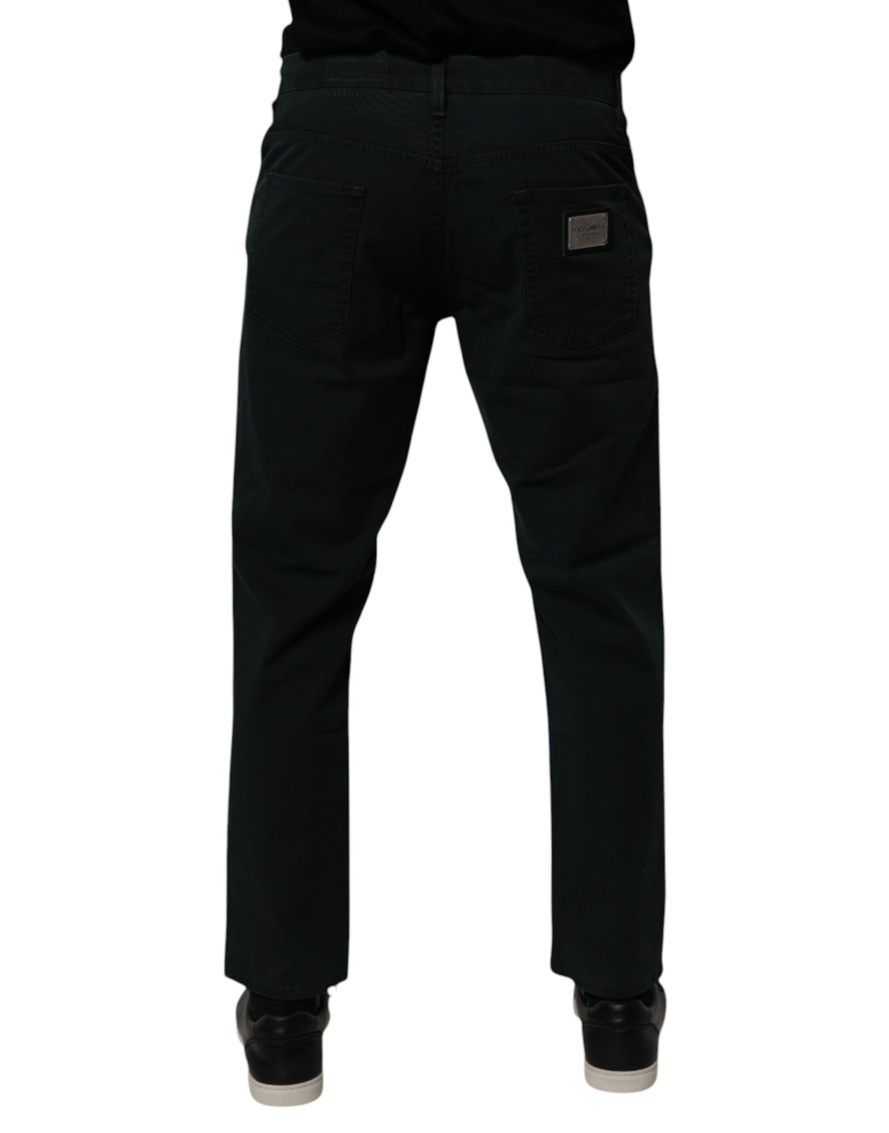 Dolce & Gabbana Dark Green Cotton Loose Men Denim Jeans | Regal Royce