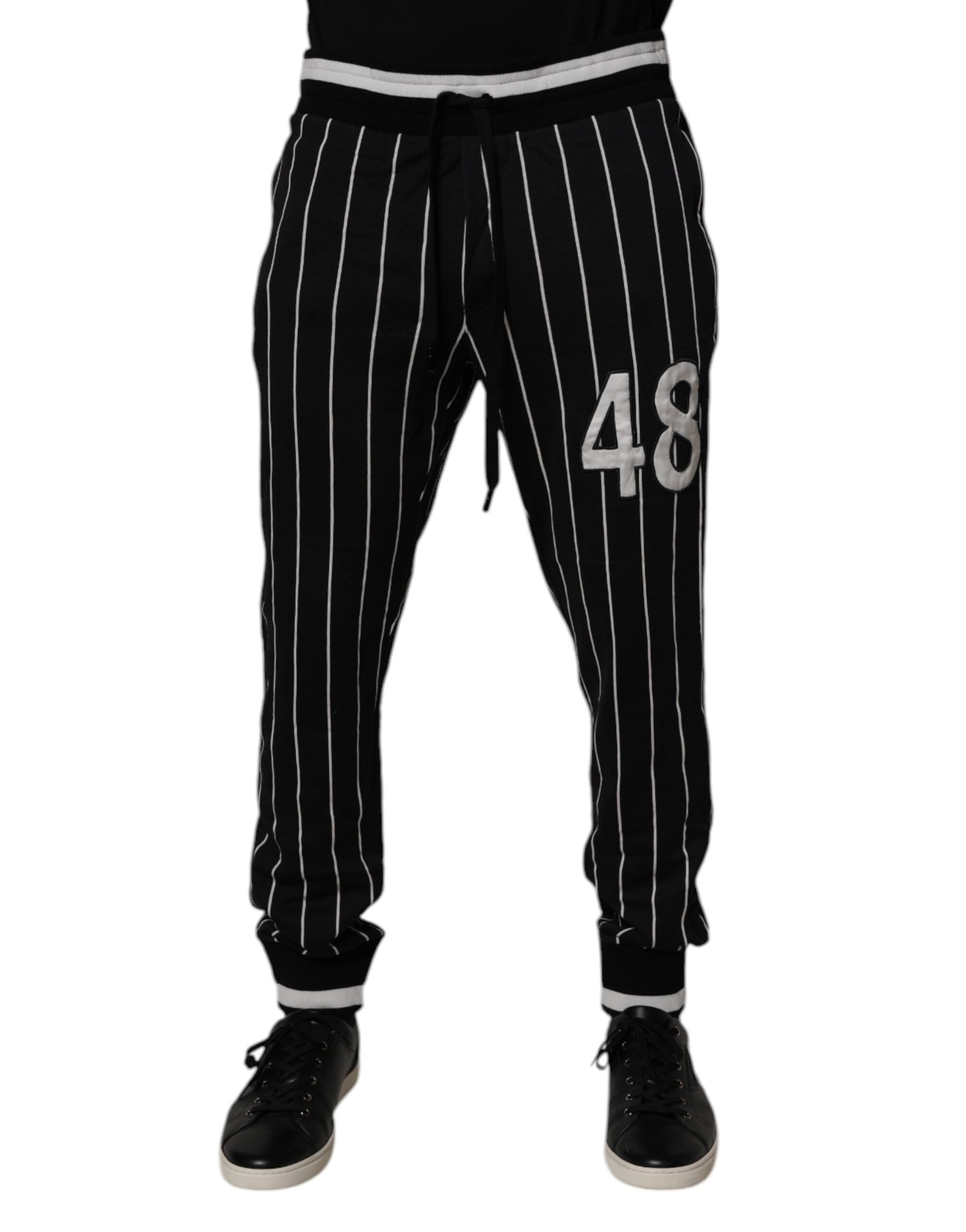 Dolce & Gabbana Black White Stripes Jogger Sweatpants Pants | Regal Royce