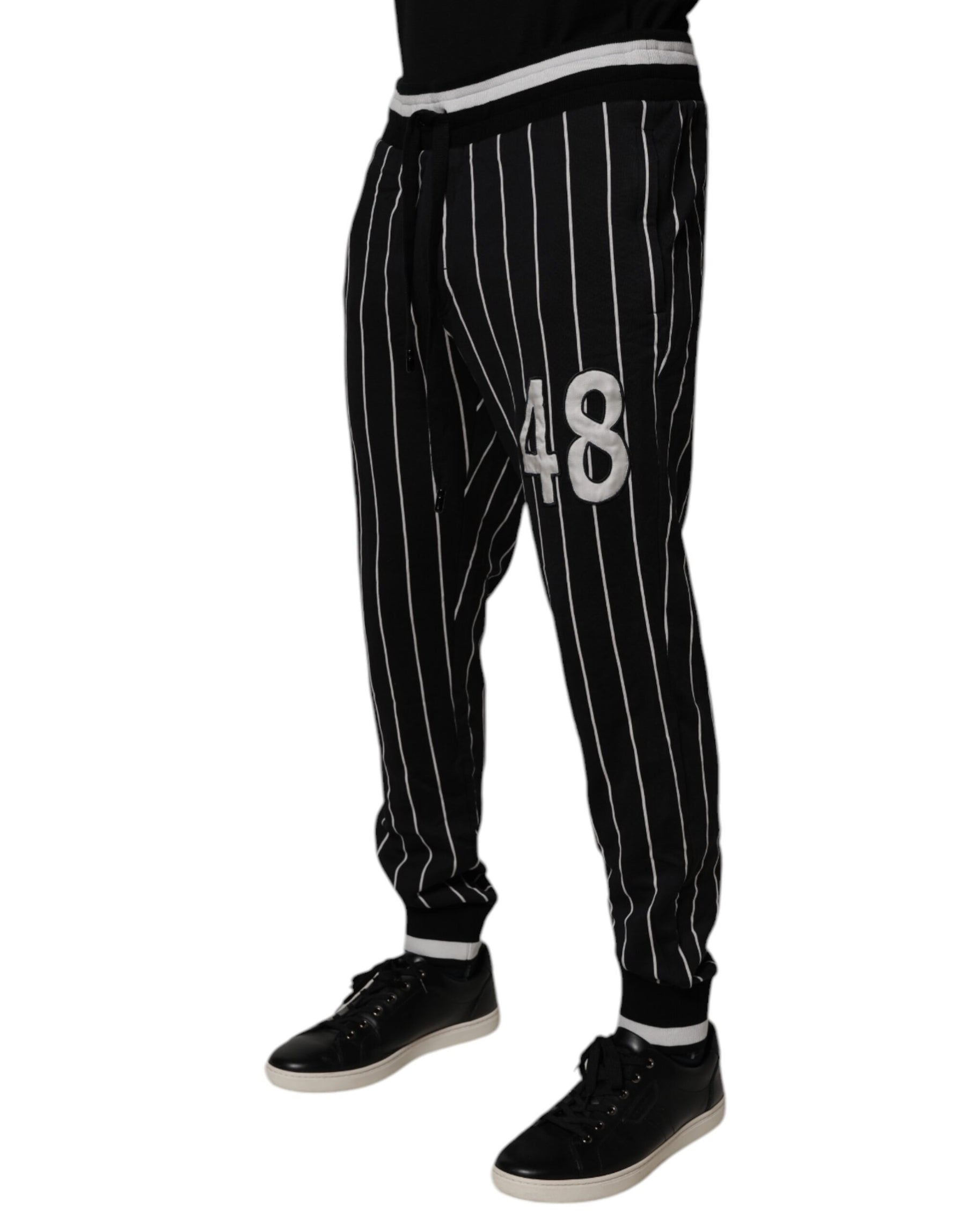 Dolce & Gabbana Black White Stripes Jogger Sweatpants Pants | Regal Royce