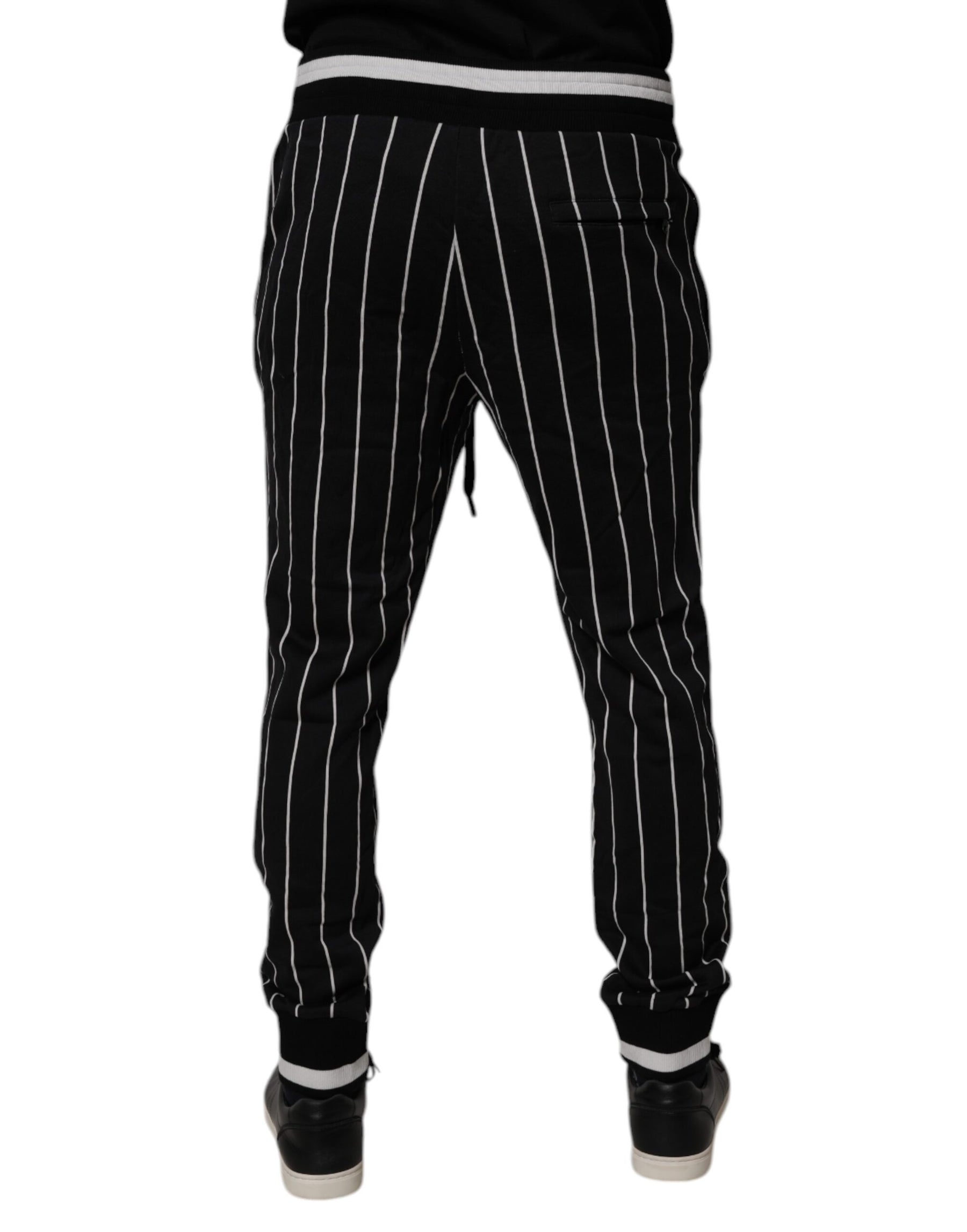Dolce & Gabbana Black White Stripes Jogger Sweatpants Pants | Regal Royce