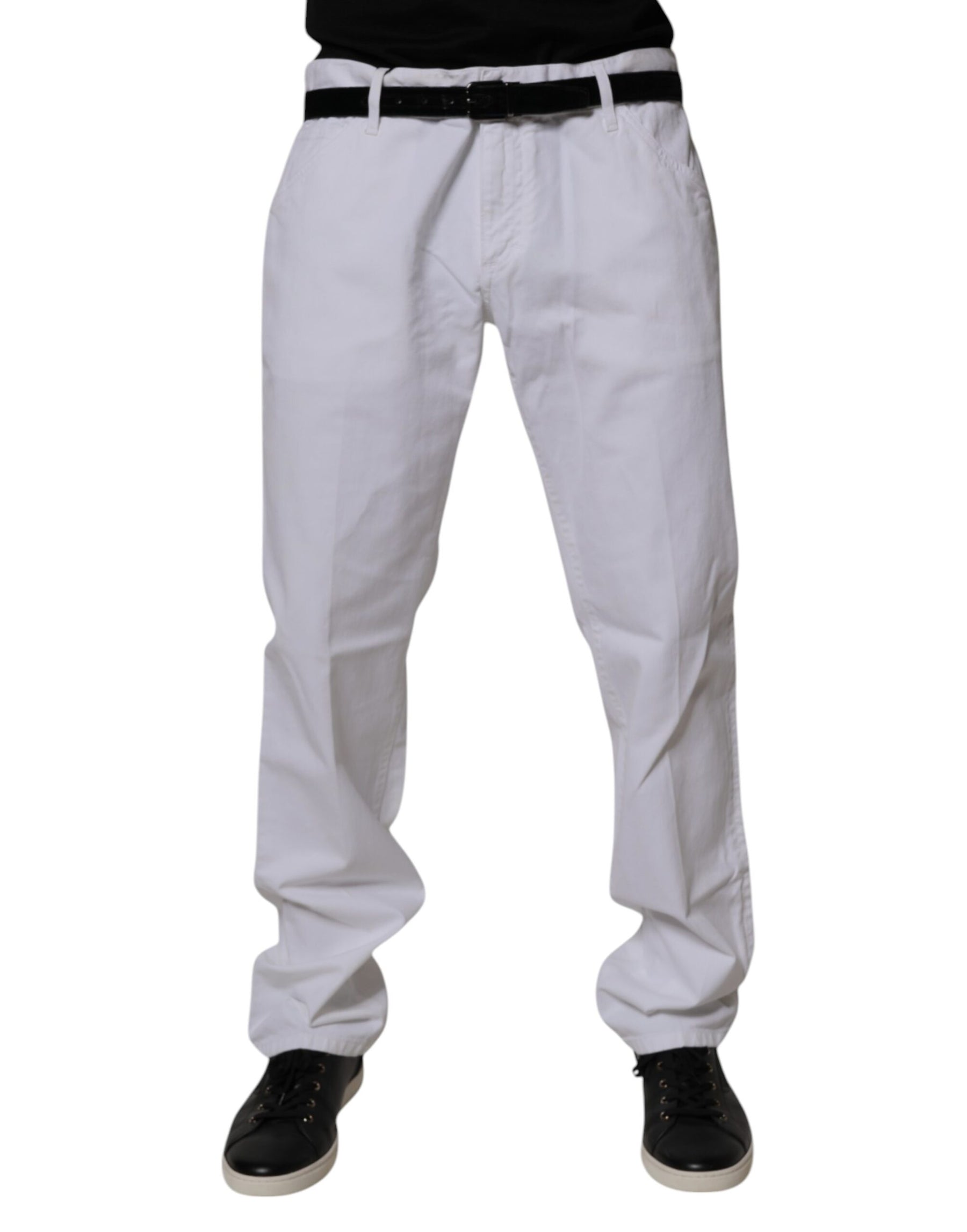 Dolce & Gabbana White Cotton Straight Men Denim Jeans | Regal Royce