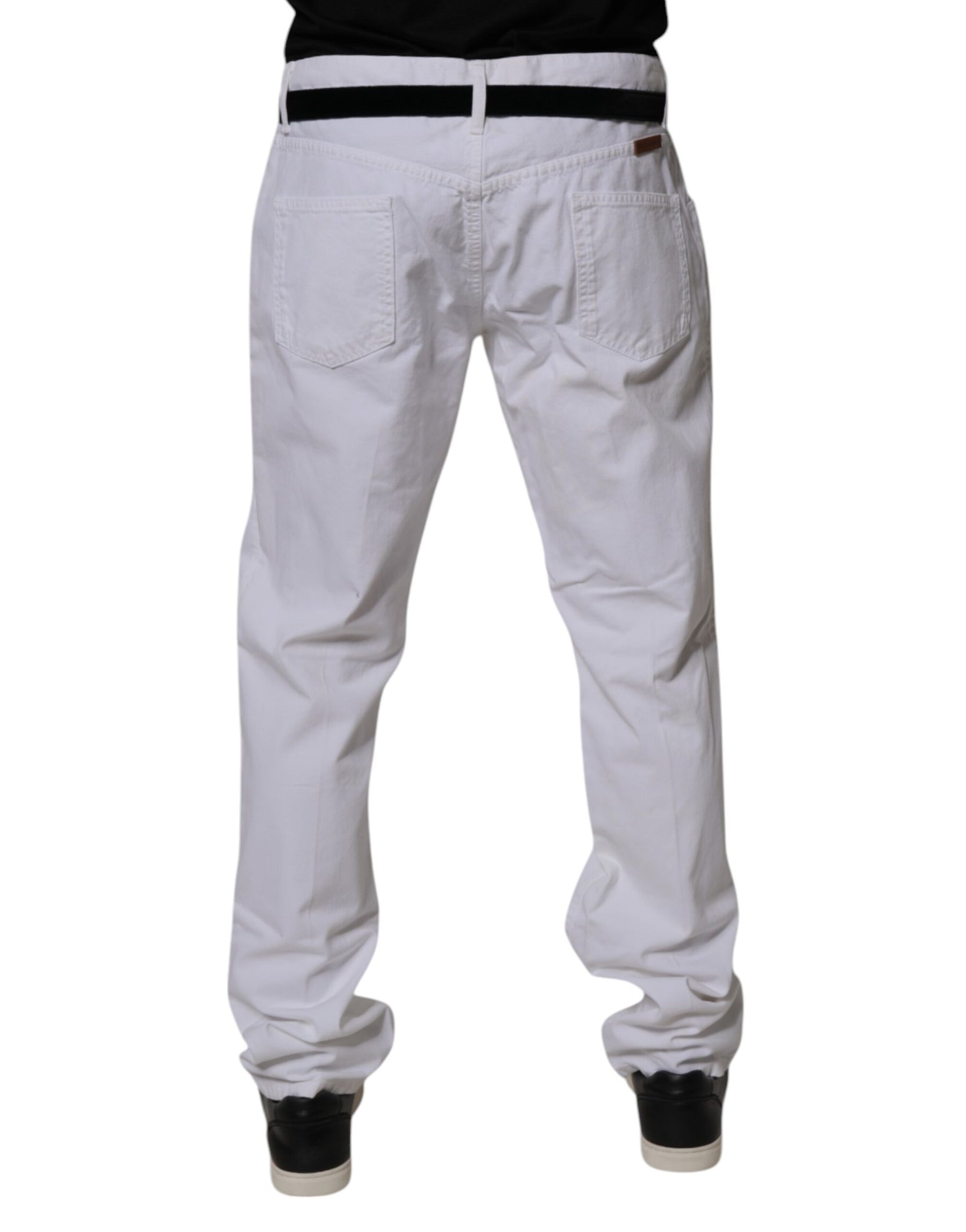 Dolce & Gabbana White Cotton Straight Men Denim Jeans | Regal Royce