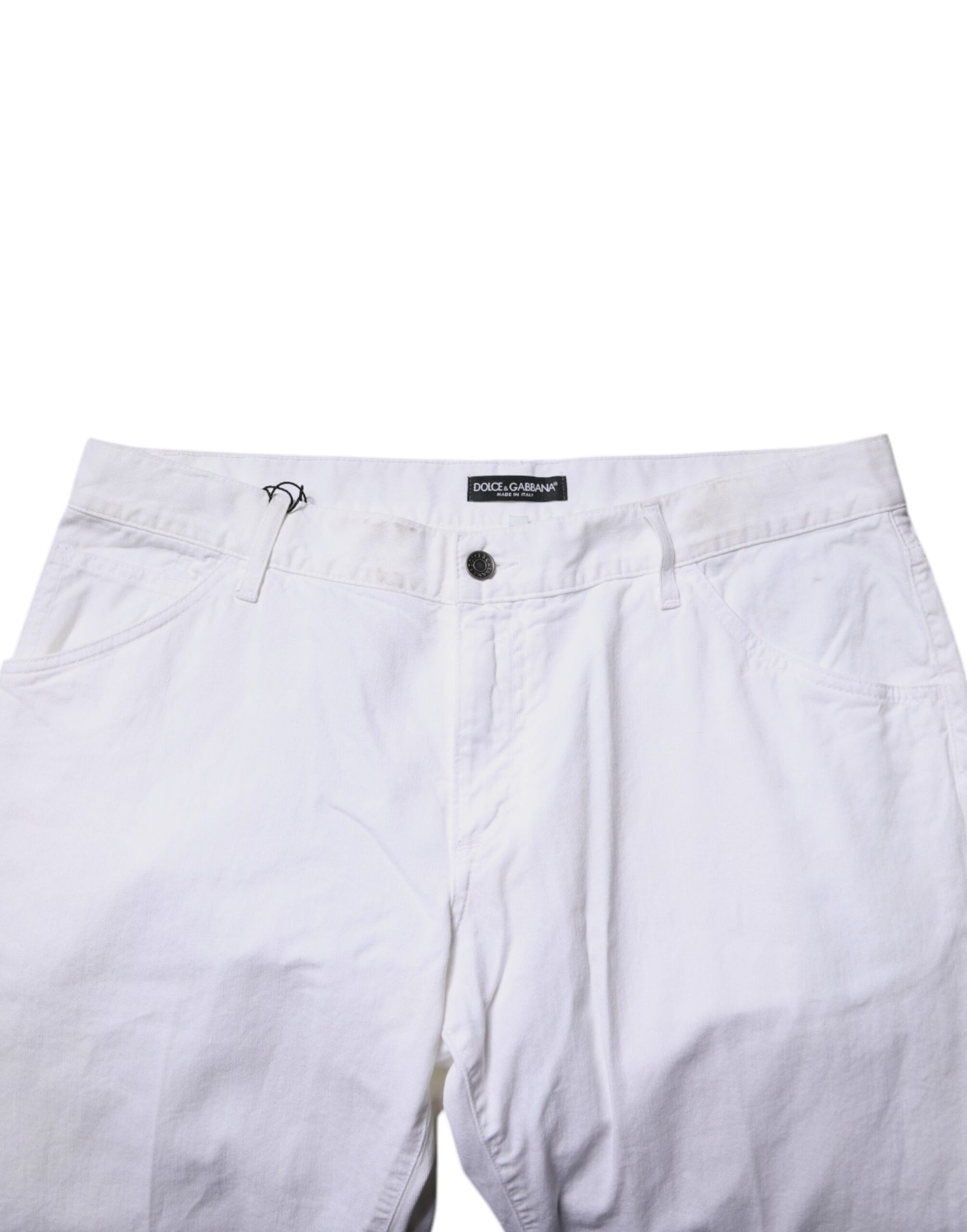 Dolce & Gabbana White Cotton Straight Men Denim Jeans | Regal Royce