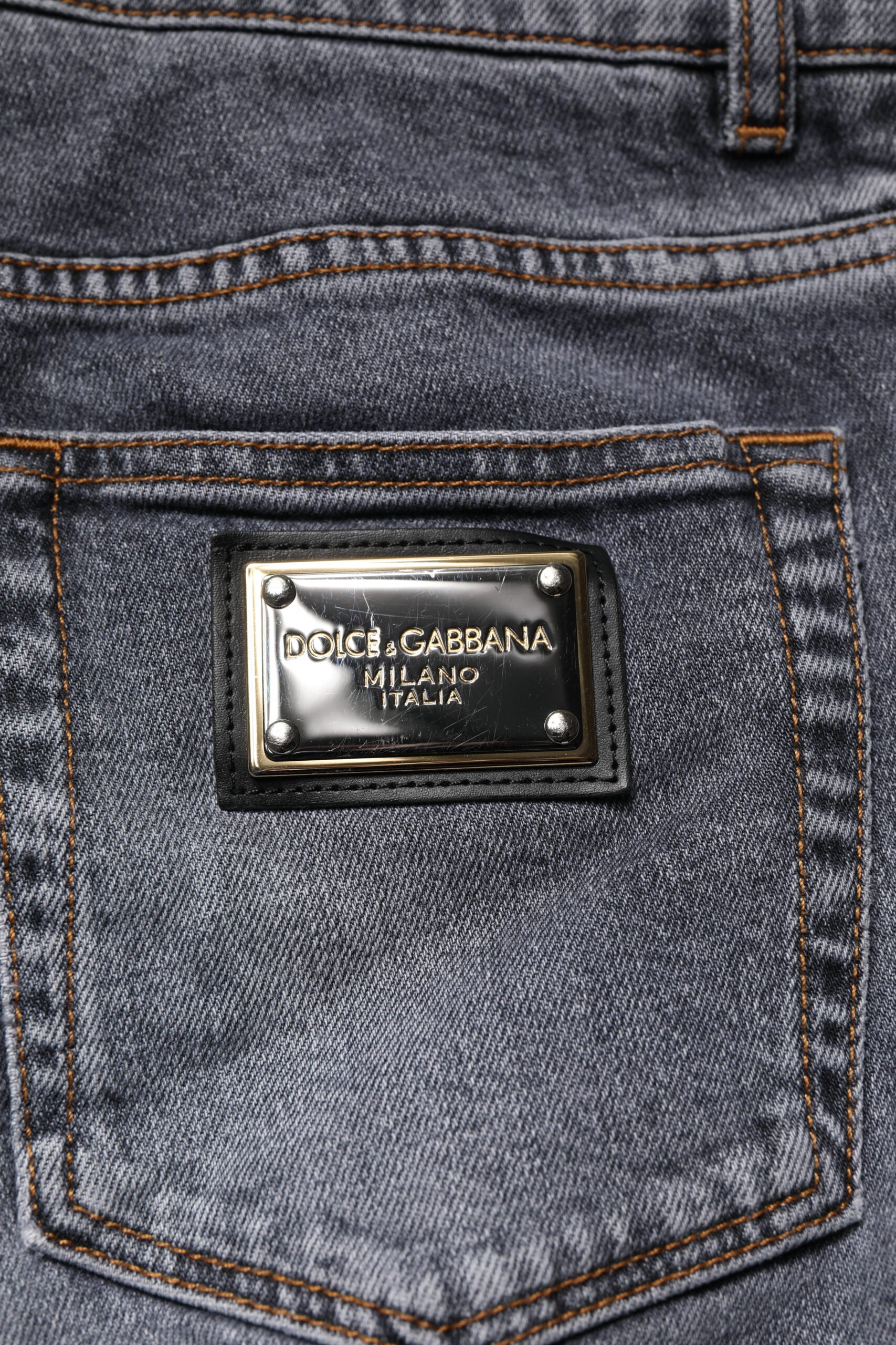 Dolce & Gabbana Dark Gray Cotton Stretch Skinny Denim Jeans | Regal Royce
