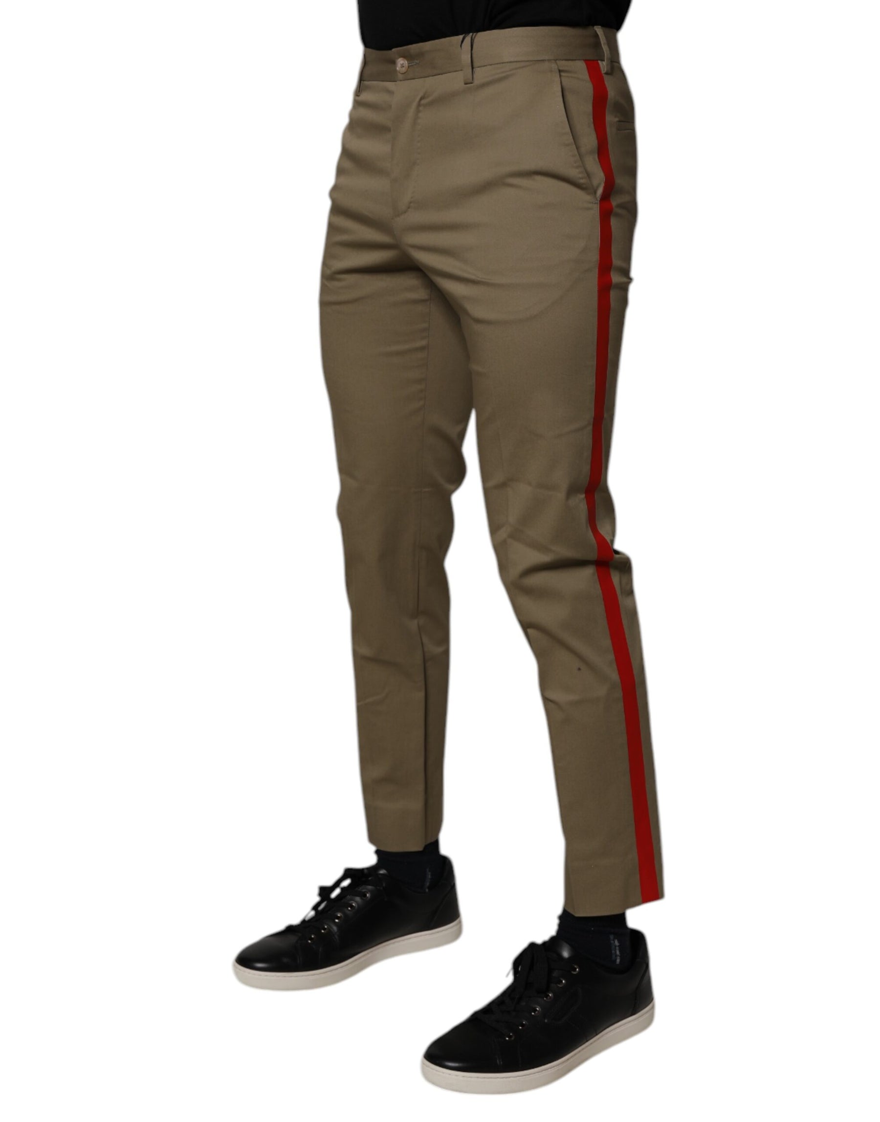 Dolce & Gabbana Dark Khaki Cotton Tapered Pants | Regal Royce