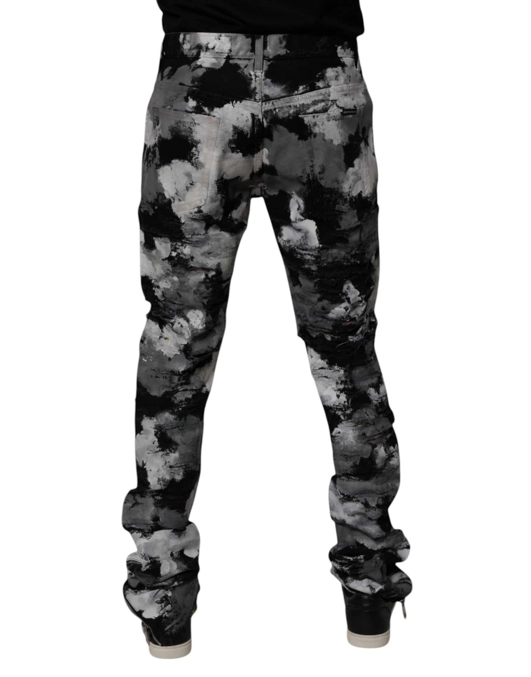 Dolce & Gabbana Multicolor Camouflage Tattered Skinny Denim Jeans | Regal Royce