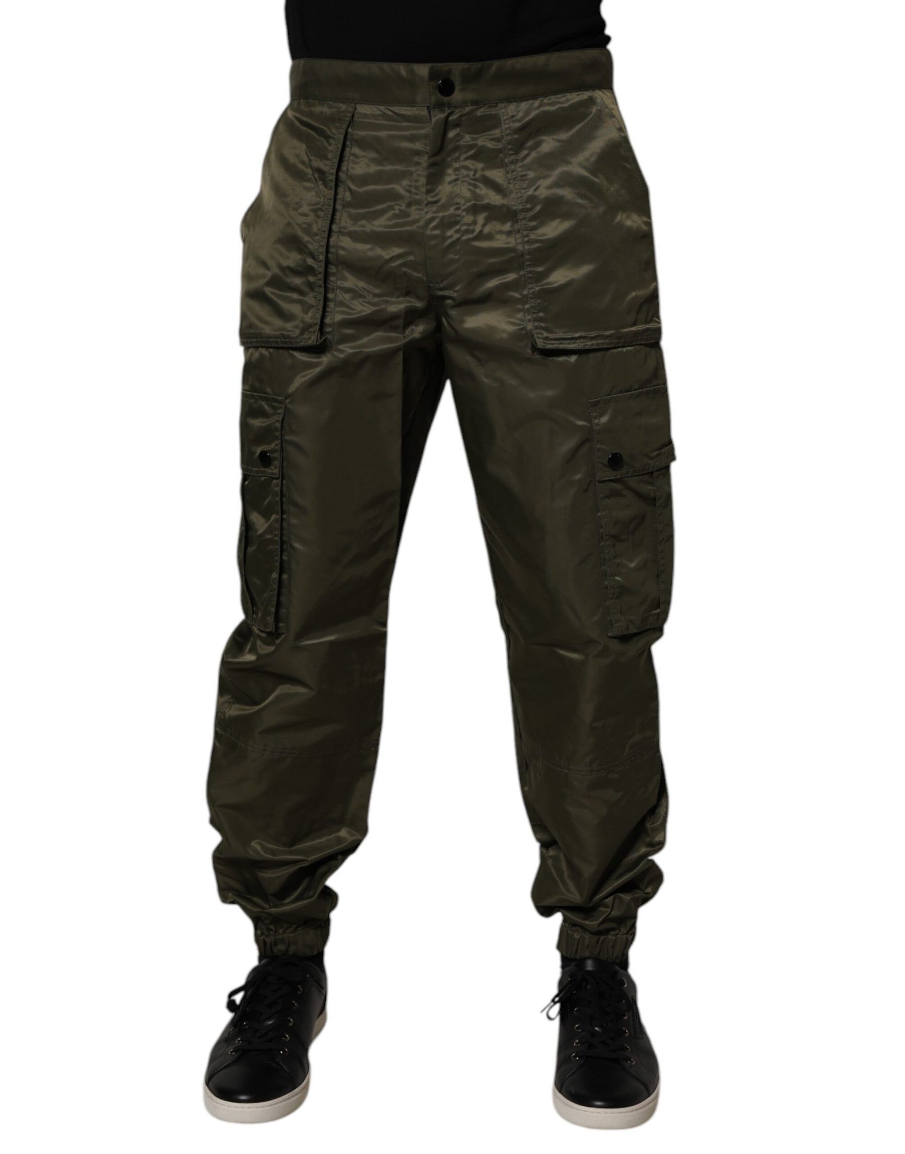 Dolce & Gabbana Dark Green Nylon Cargo Pants | Regal Royce