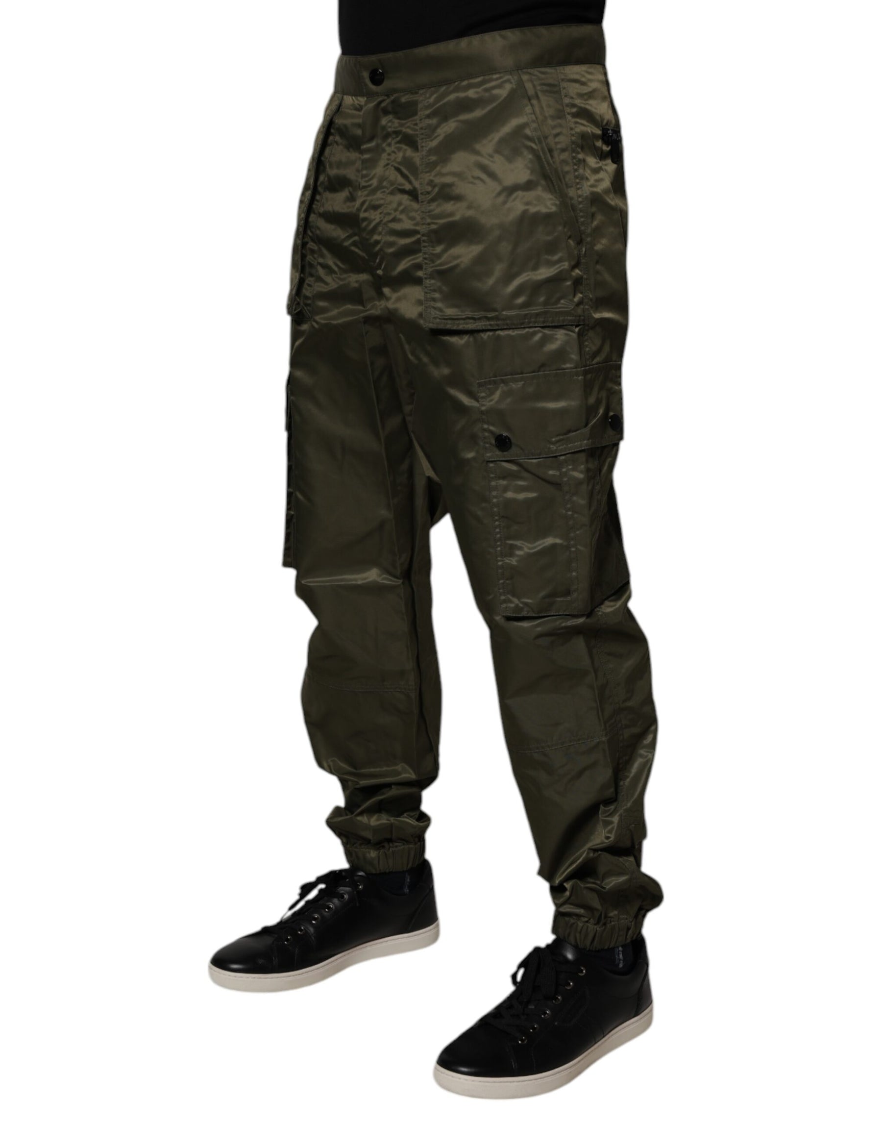 Dolce & Gabbana Dark Green Nylon Cargo Pants | Regal Royce