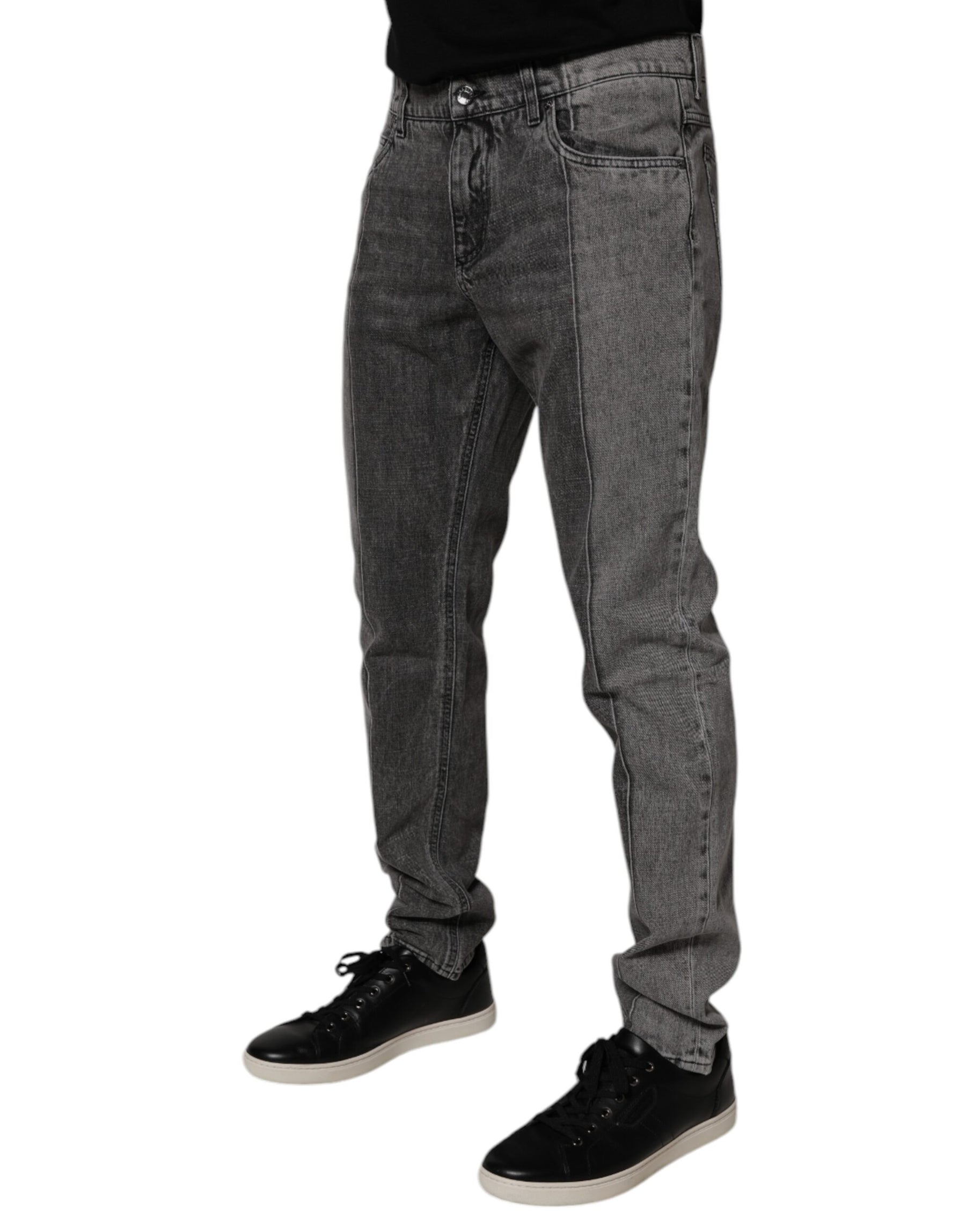Dolce & Gabbana Two Tone Gray Cotton Denim Jeans | Regal Royce
