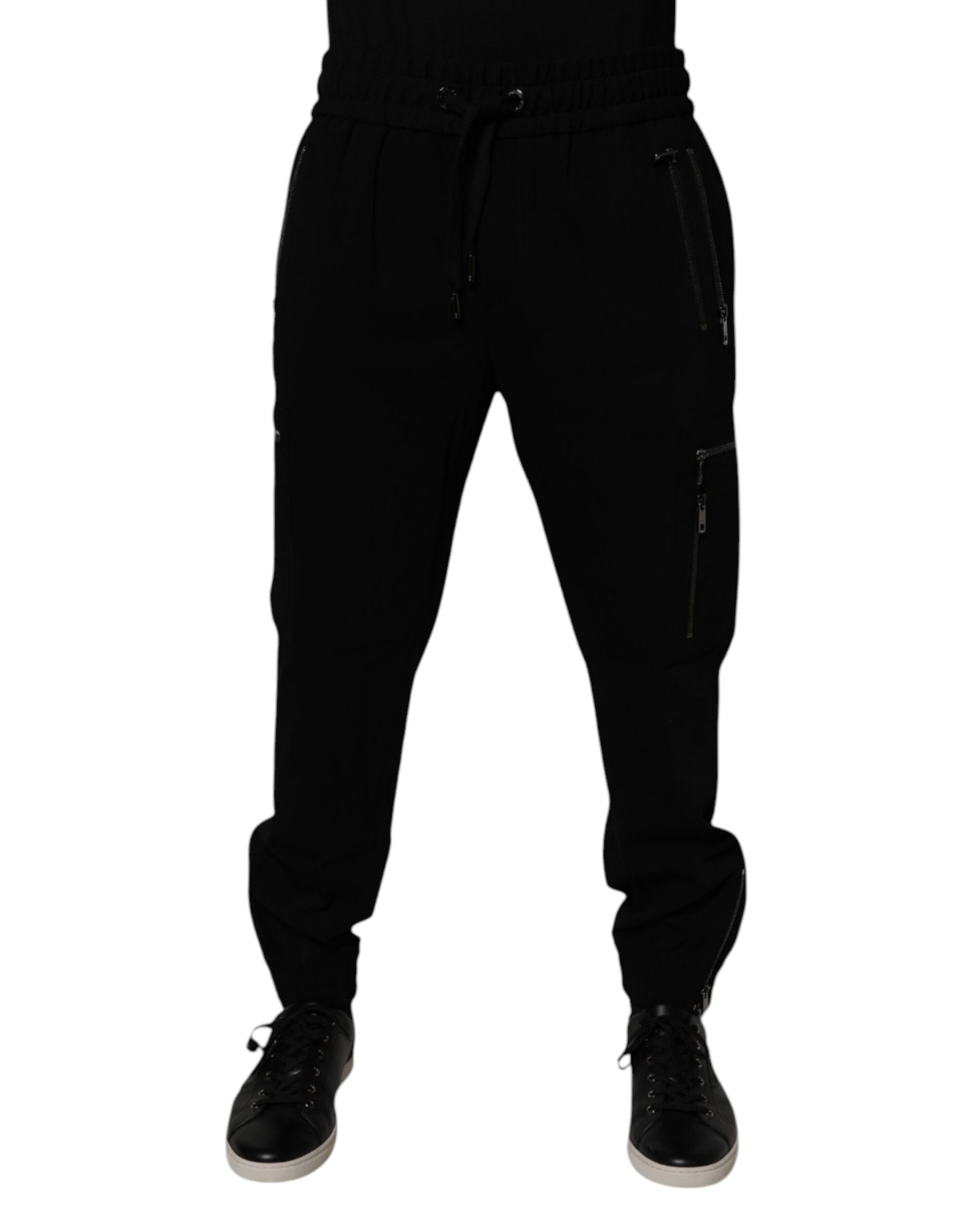 Dolce & Gabbana Black Wool Stretch Jogger Pants | Regal Royce