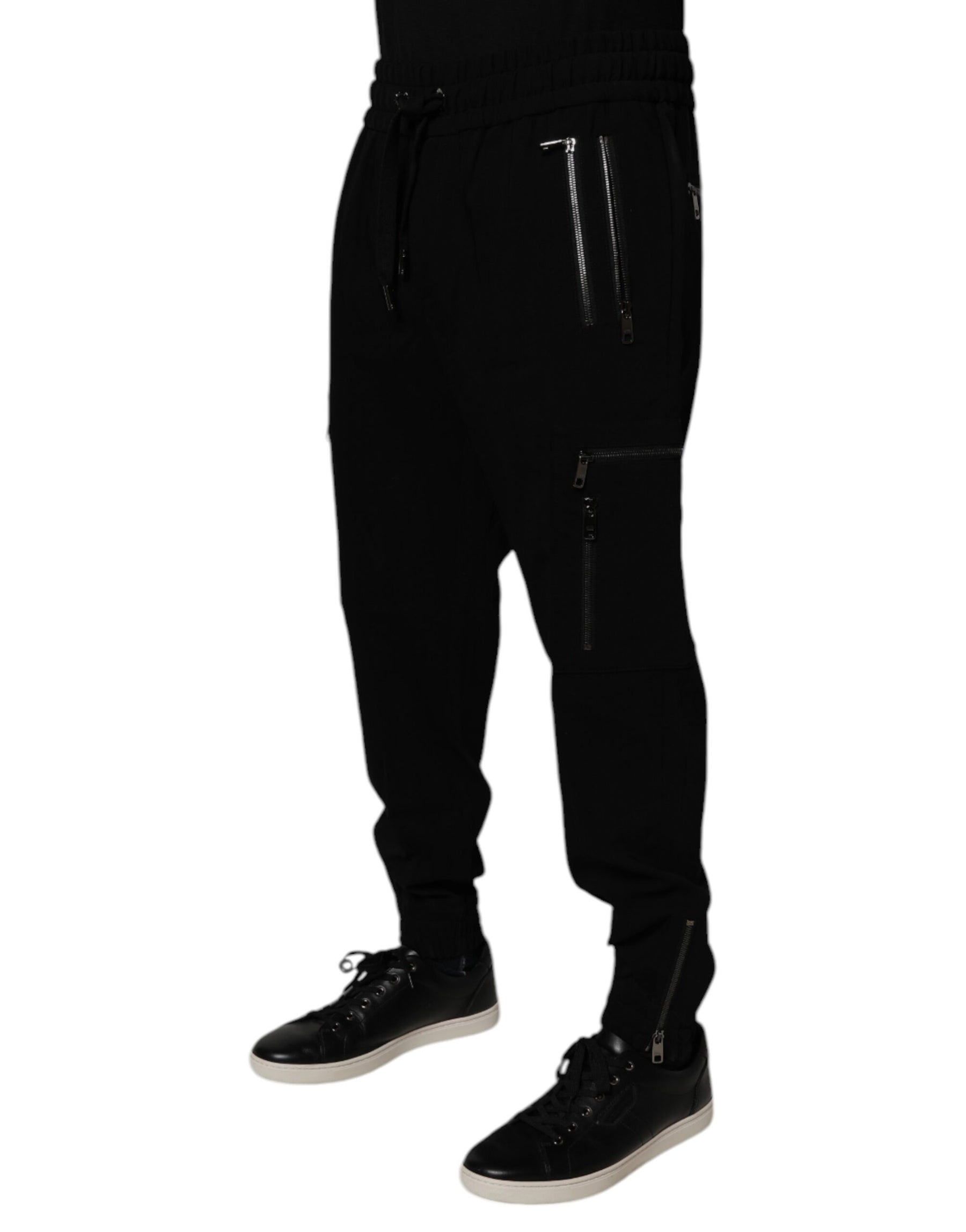 Dolce & Gabbana Black Wool Stretch Jogger Pants | Regal Royce