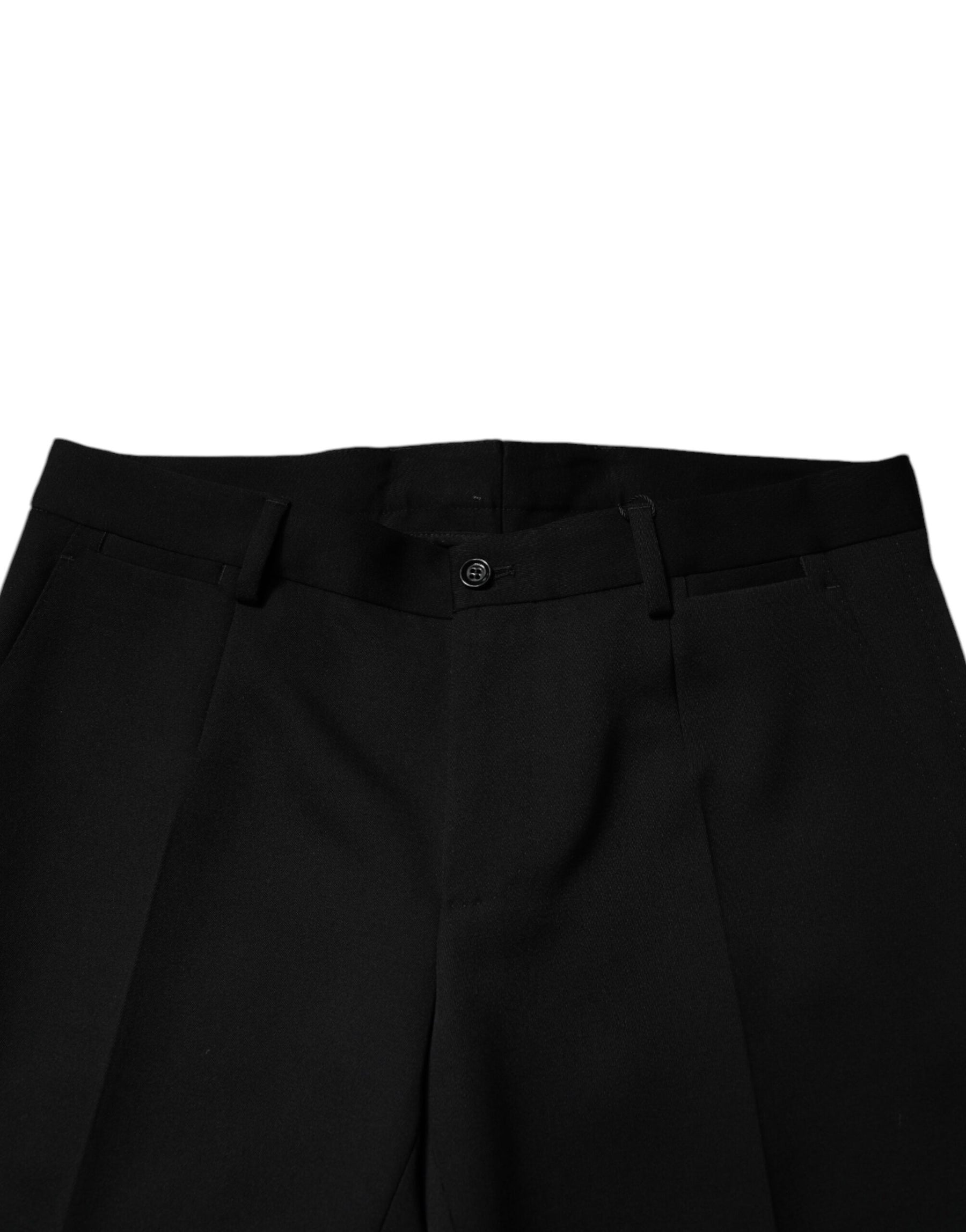 Dolce & Gabbana Black Wool Tapered Formal Dress Pants | Regal Royce