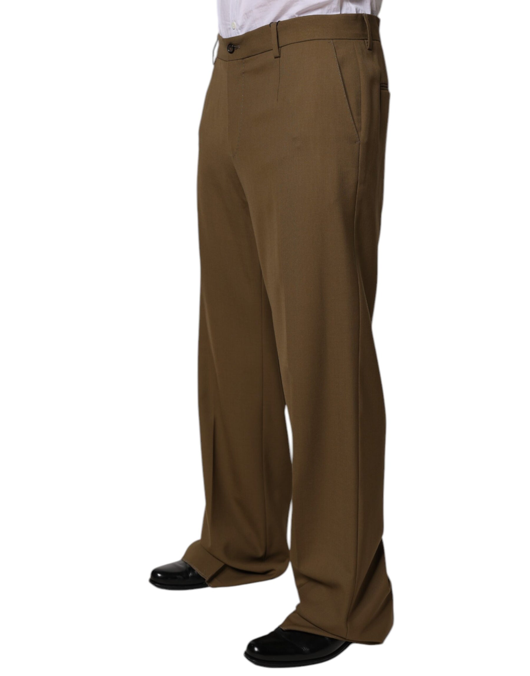 Dolce & Gabbana Brown Wool Straight Formal Dress Pants | Regal Royce