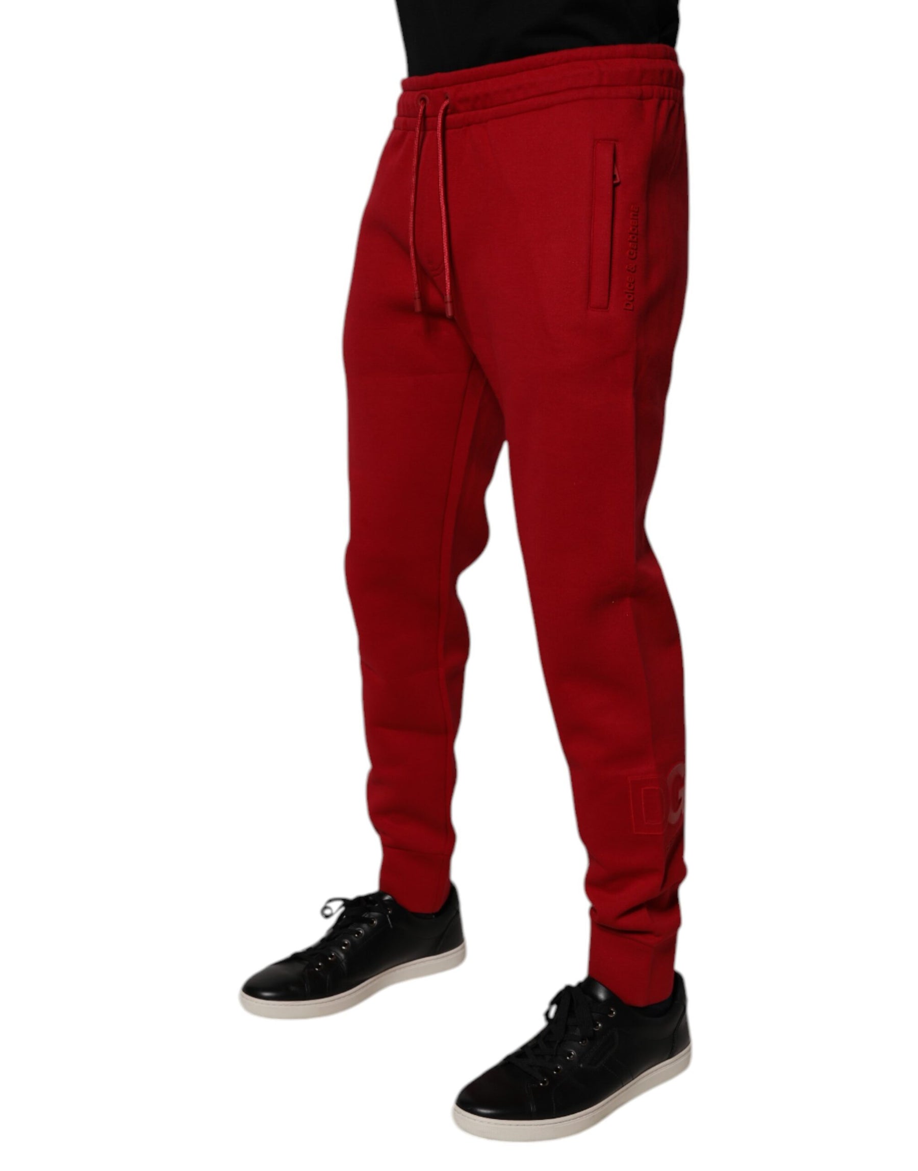 Dolce & Gabbana Red DG Logo Cotton Jogger Men Sweatpants Pants | Regal Royce
